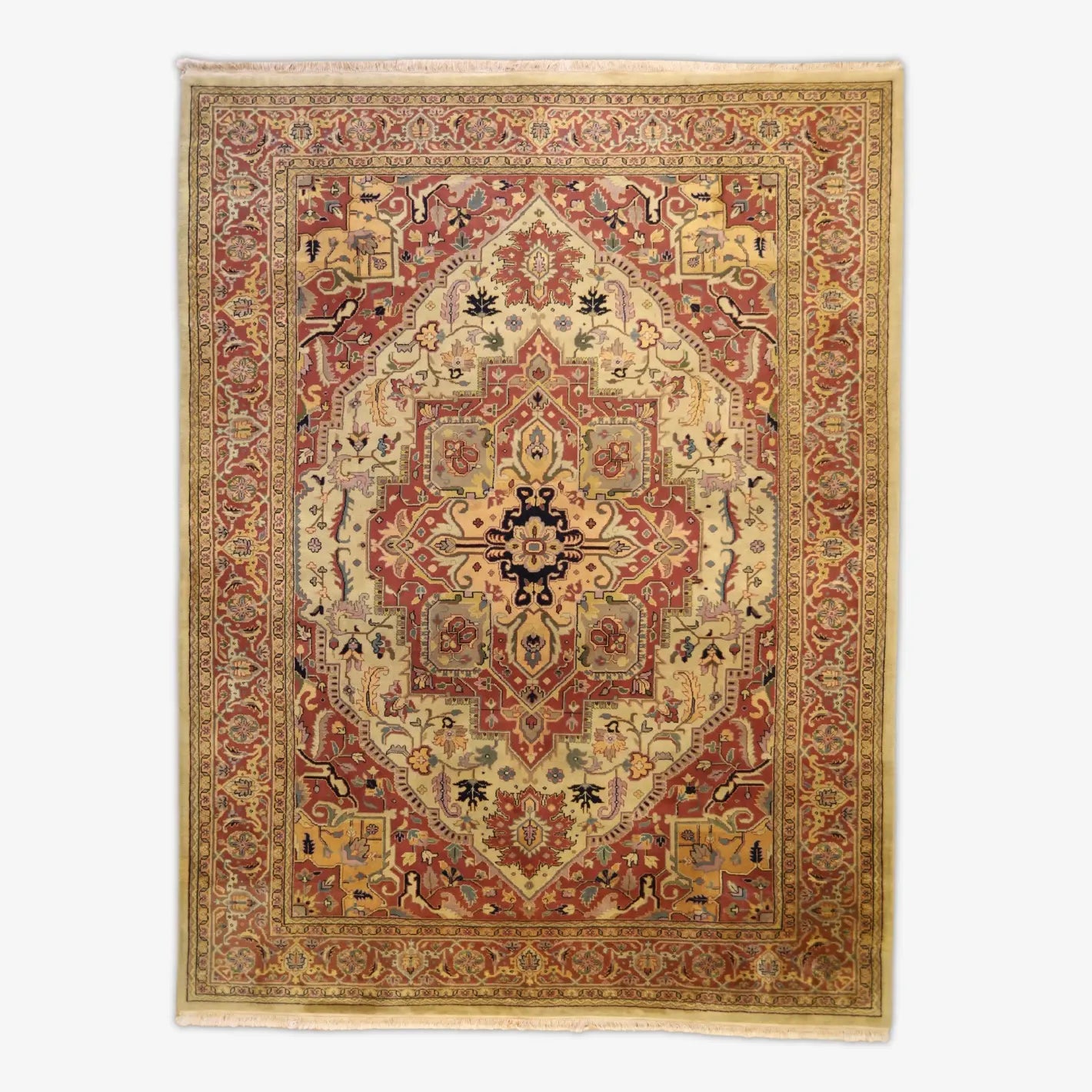 10'   0" x  14'   0" GOLD AND RUST HERIZ GEOMETRIC INDIAN RUG