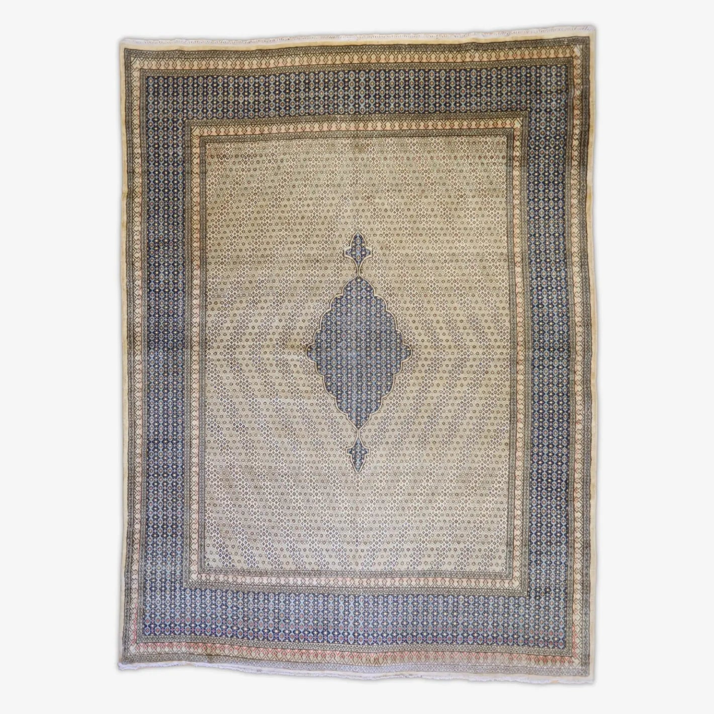 9'6" x 12'7" IVORY AND BLUE KASHMAR FLORAL PERSIAN RUG