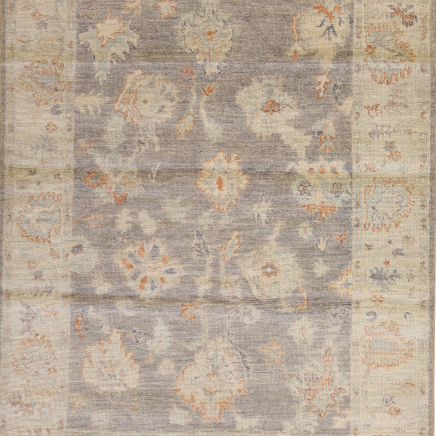 4'1" x 5'5" GRAY AND BEIGE PESHAWAR GEOMETRIC PAKISTANI RUG