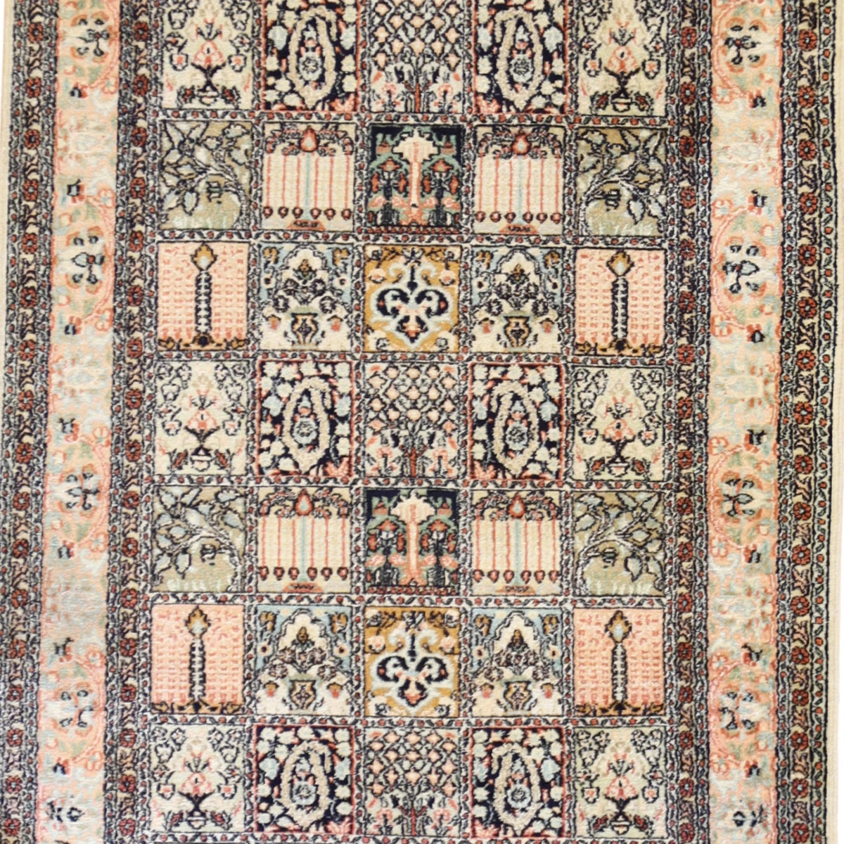 3'1" x 5'0" MULTICOLOR AND PINK KASHMIR PANNEL INDIAN RUG