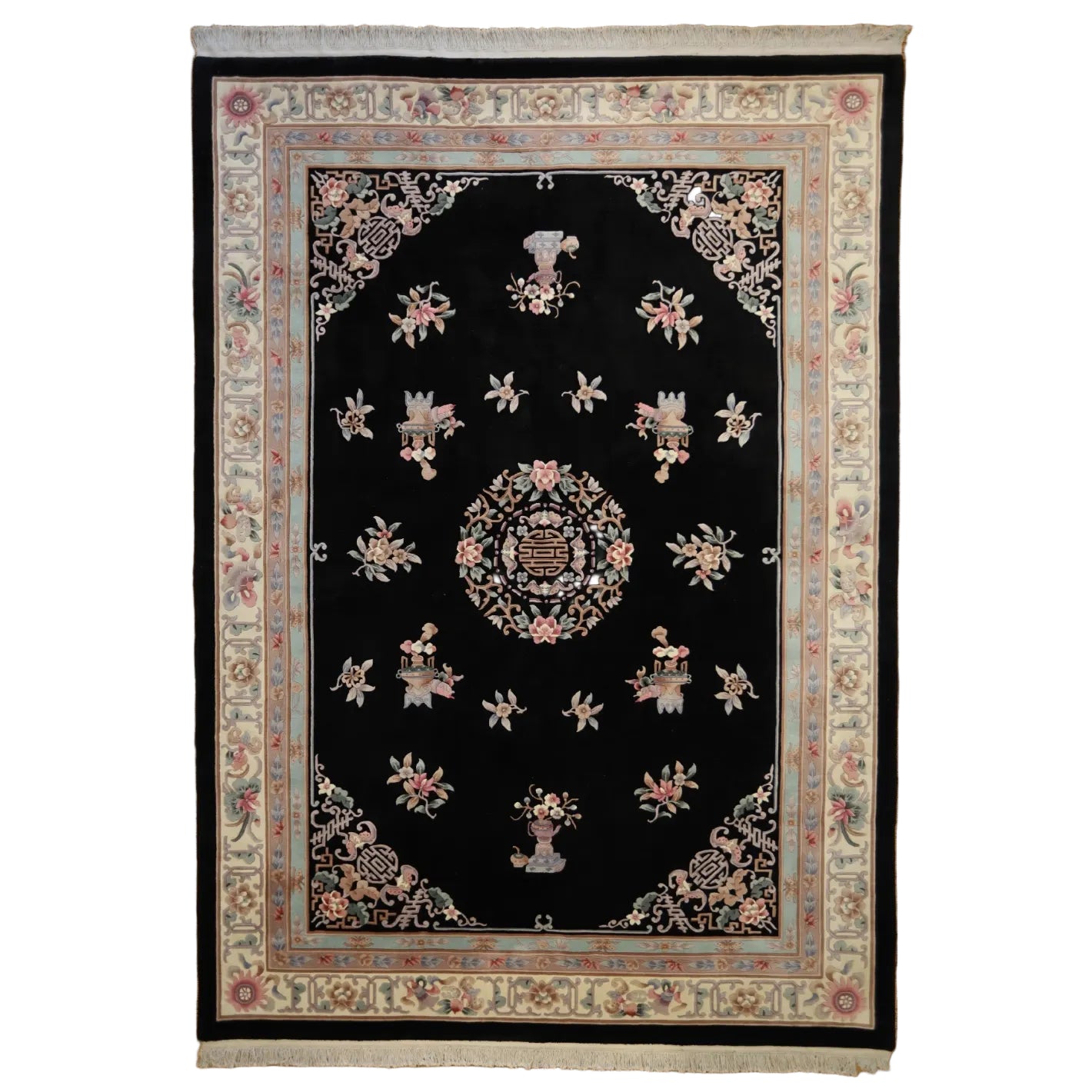 10'   0" x  14'   0" BLACK AND IVORY PEKING FRENCH CHINESE RUG