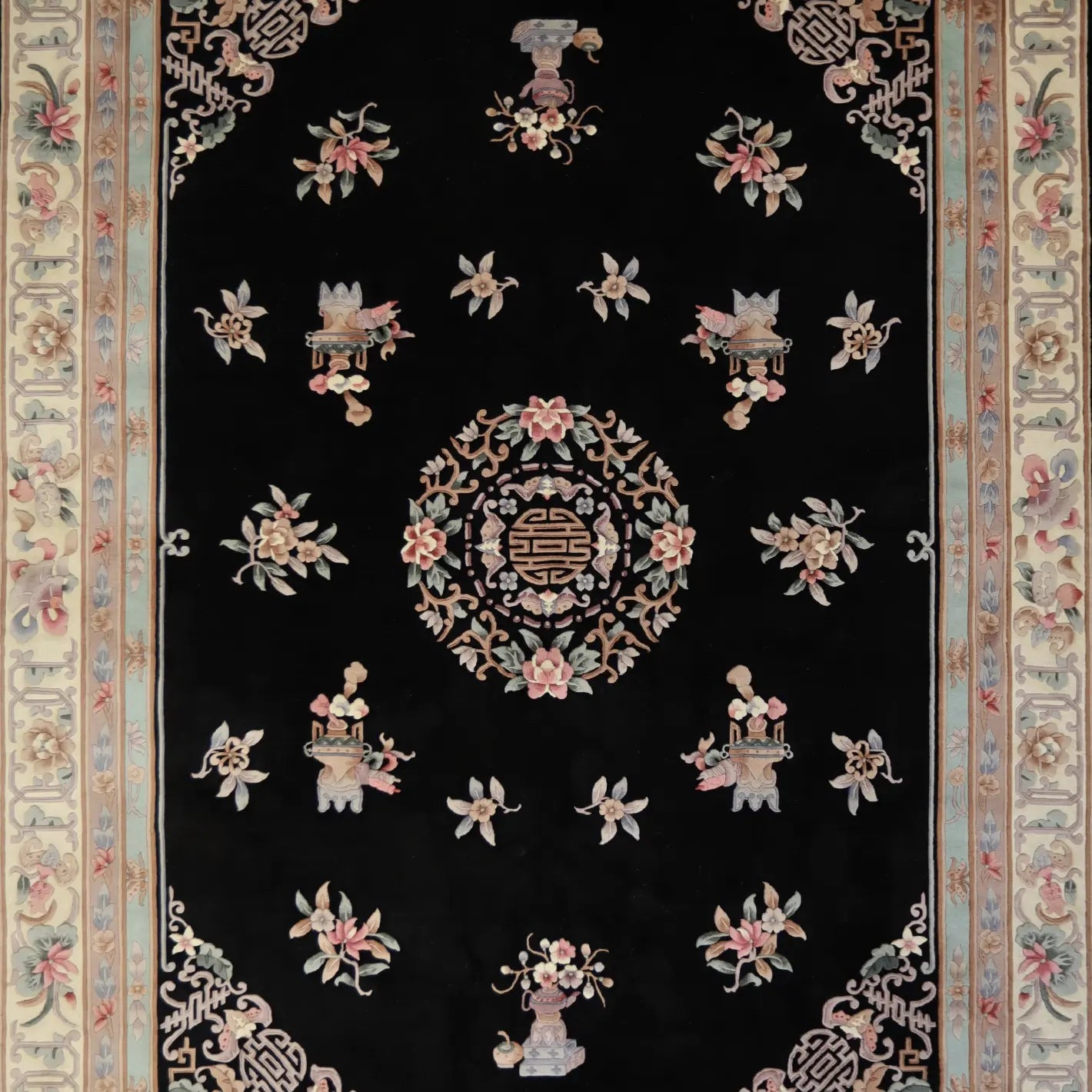 10'   0" x  14'   0" BLACK AND IVORY PEKING FRENCH CHINESE RUG