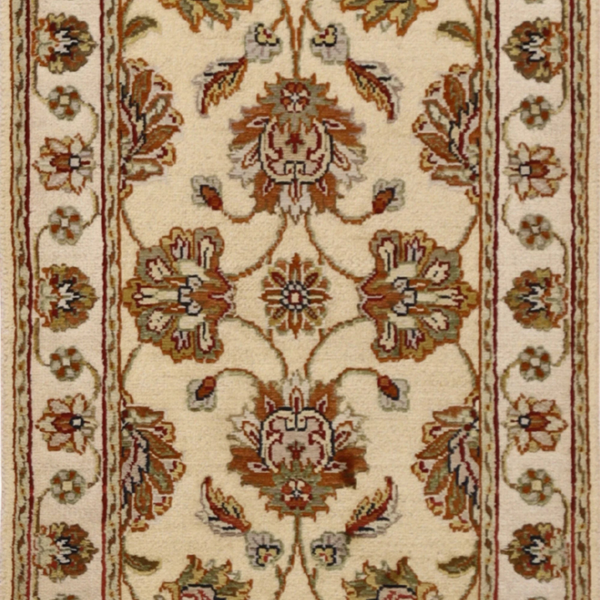 2'0" x 3'0" TAN AND IVORY JAIPUR FLORAL INDIAN RUG