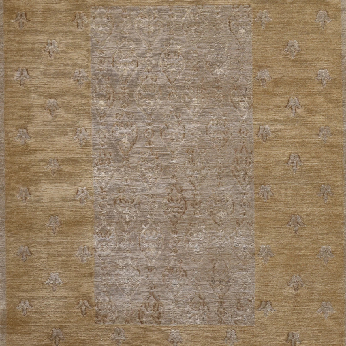 4'1" x 6'0" TAUPE AND GOLD MODERN NEPALESE RUG