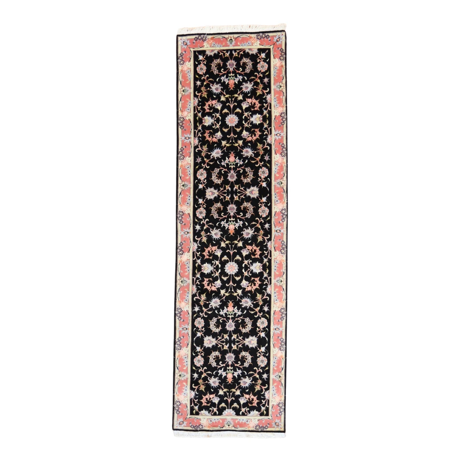 2' 9" x 10' 11" IVORY AND MAUVE TABRIZ FLORAL PERSIAN RUG