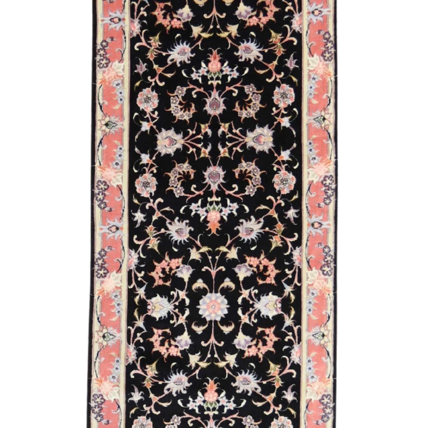2' 9" x 10' 11" IVORY AND MAUVE TABRIZ FLORAL PERSIAN RUG