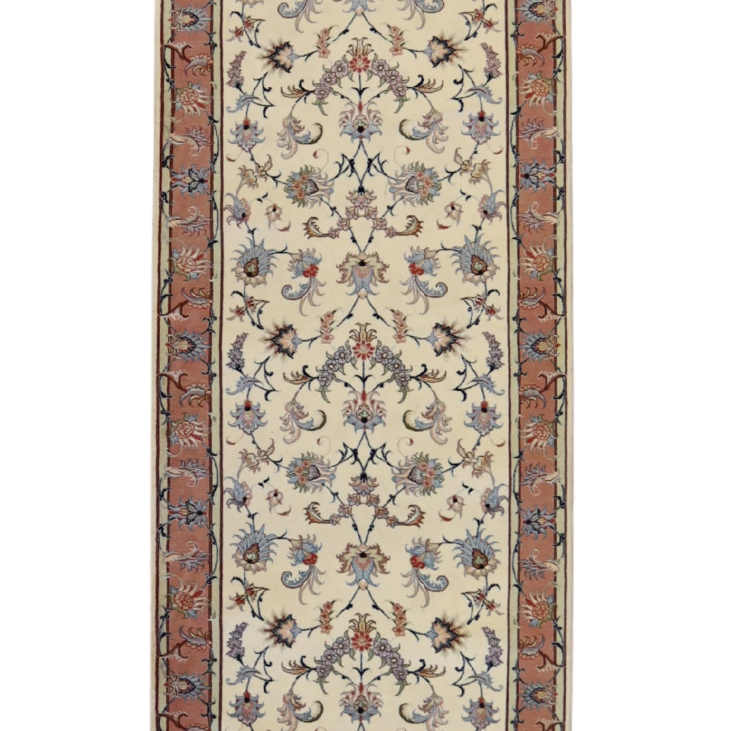 2' 8" x 11' 6" IVORY AND MAUVE TABRIZ FLORAL PERSIAN RUG