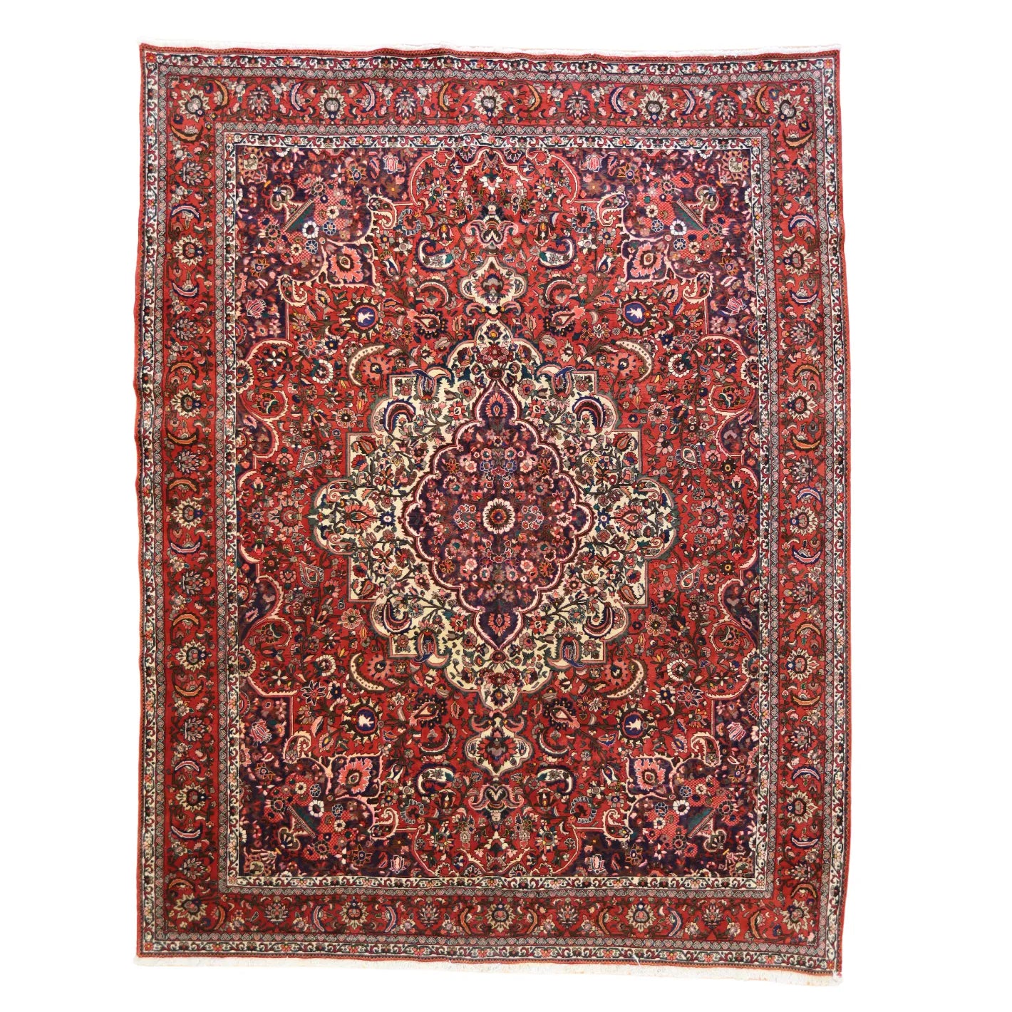 9'6" x 12'8" RED AND RED BAKHTIARI FLORAL PERSIAN RUG