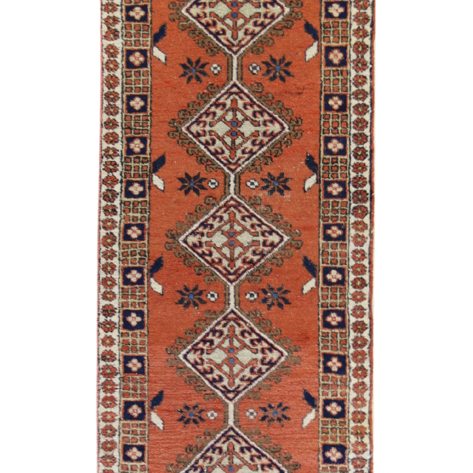 2'7" x 14'4" SALMON AND MULTICOLOR ARDABIL SEMIANTIQUE PERSIAN RUG