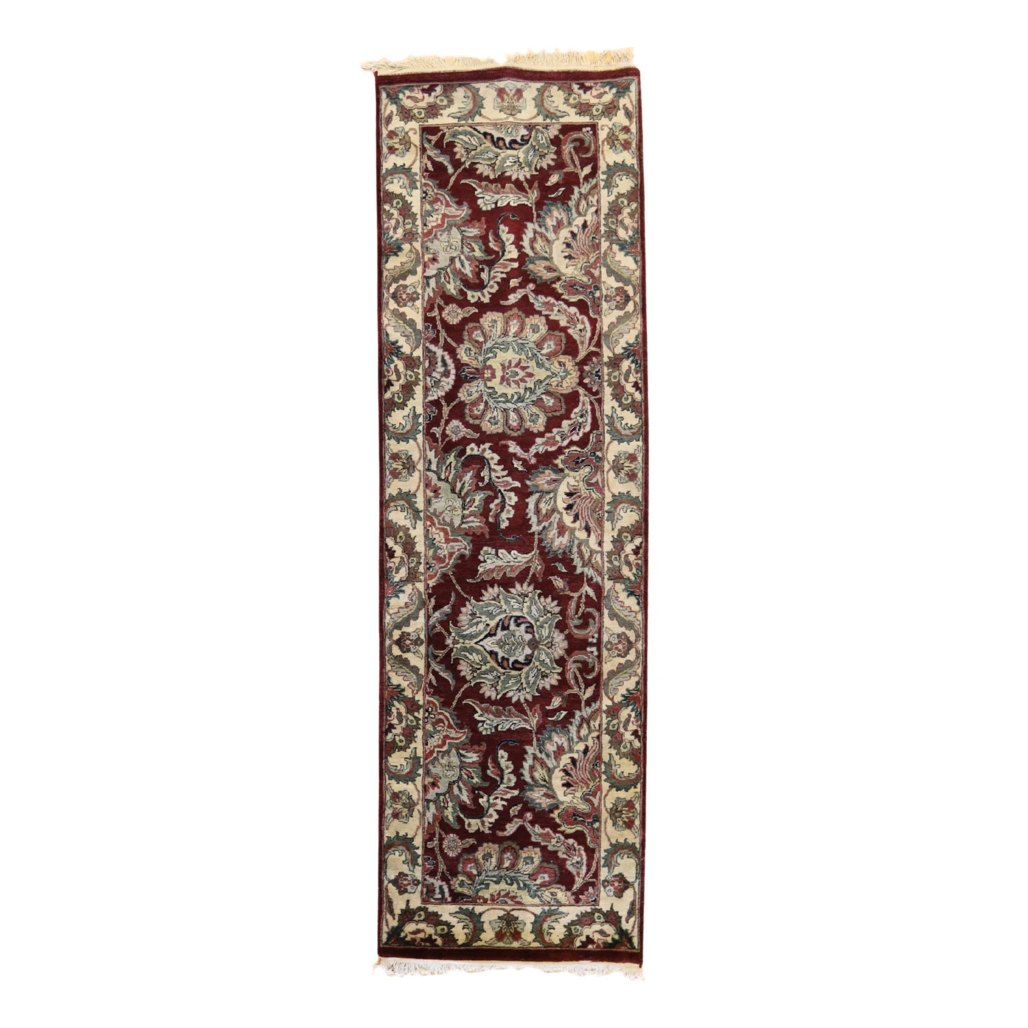 2' 11" x 9' 8" RED AND IVORY JAIPUR OLD-WORLD INDIAN RUG