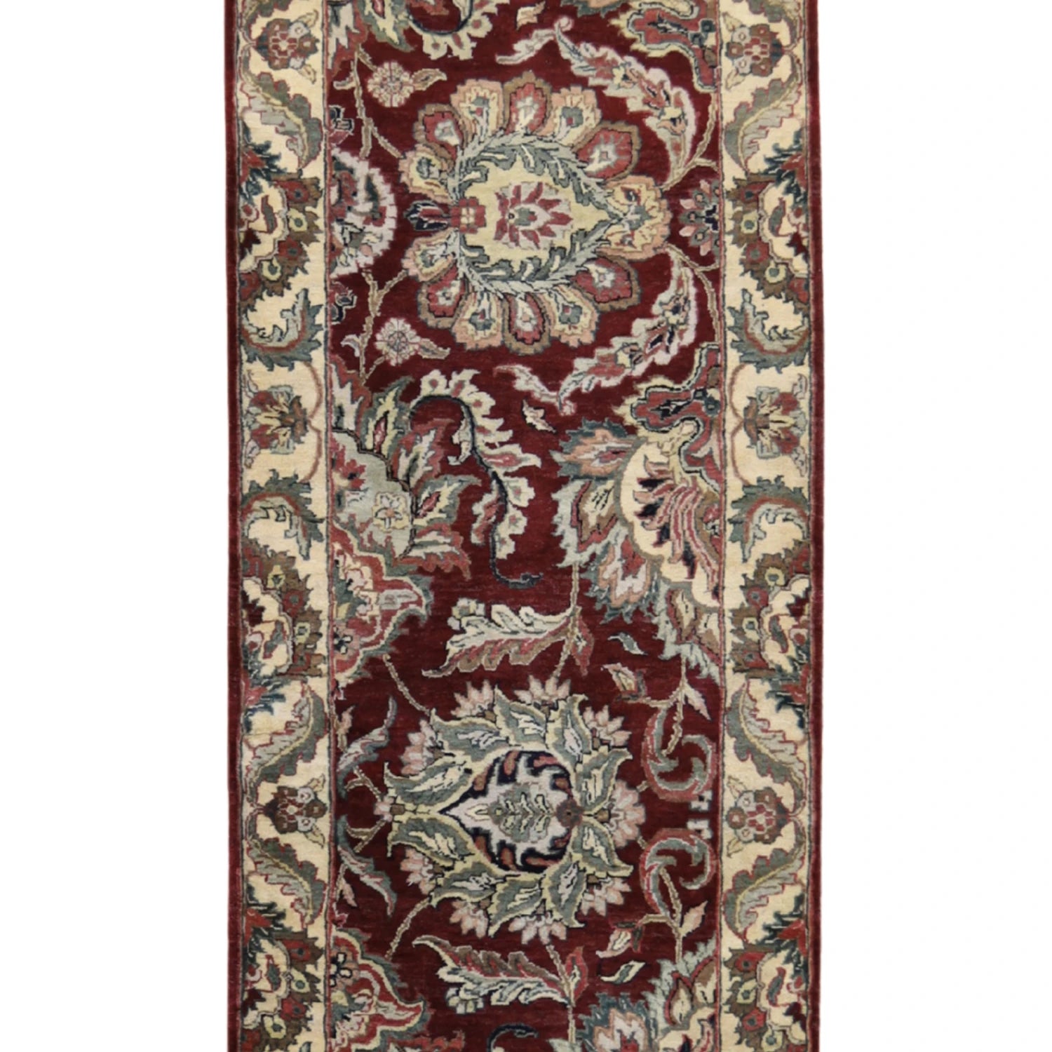 2' 11" x 9' 8" RED AND IVORY JAIPUR OLD-WORLD INDIAN RUG