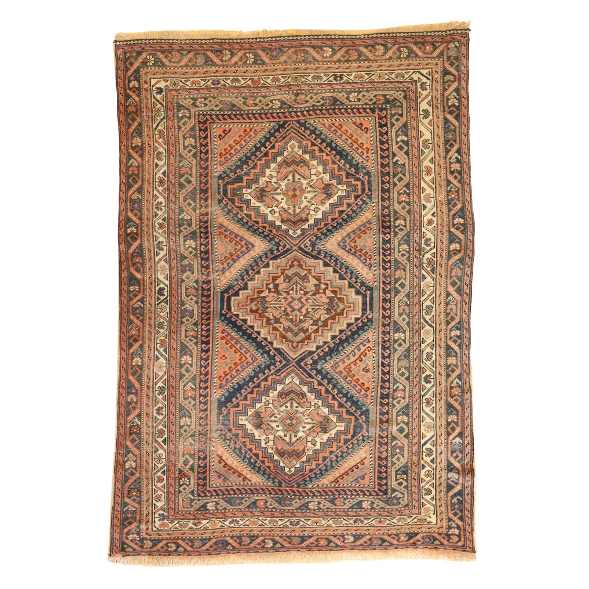 5'0" x 7'3" MULTICOLOR KURDISH ANTIQUE PERSIAN RUG