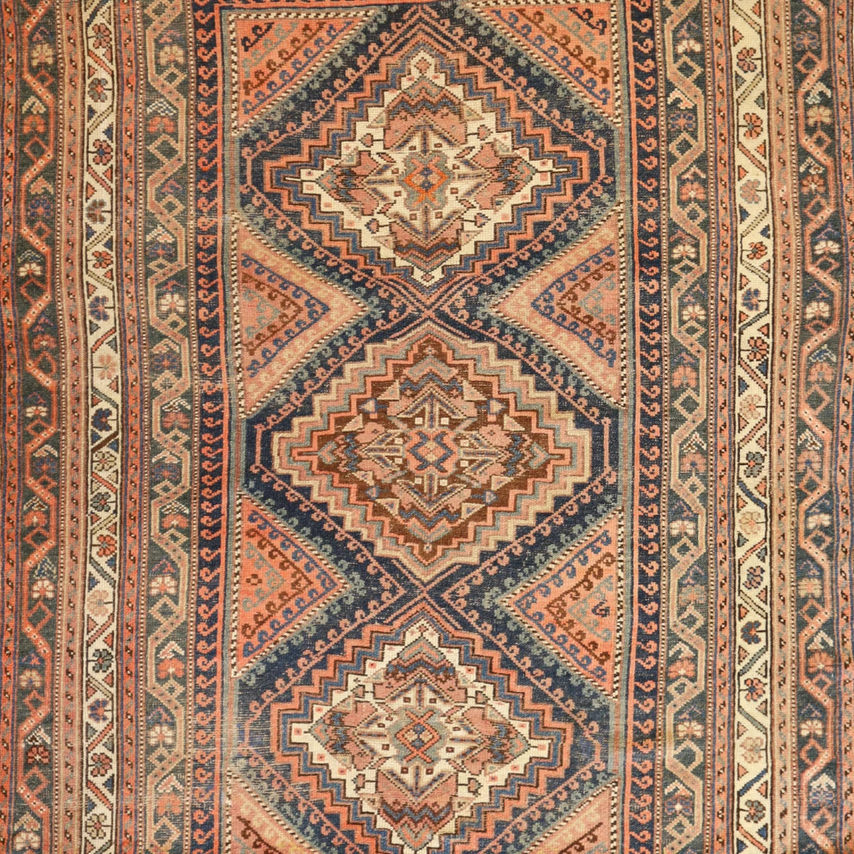 5'0" x 7'3" MULTICOLOR KURDISH ANTIQUE PERSIAN RUG