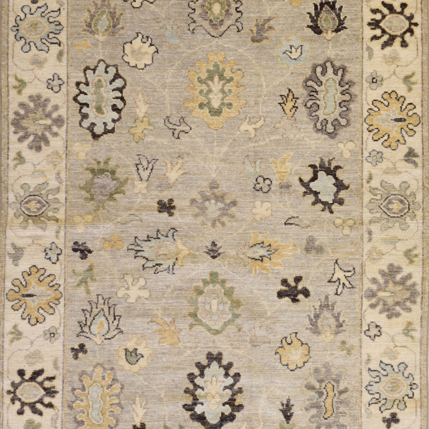 4'2" x 5'11" GRAY AND IVORY PESHAWAR GEOMETRIC PAKISTANI RUG