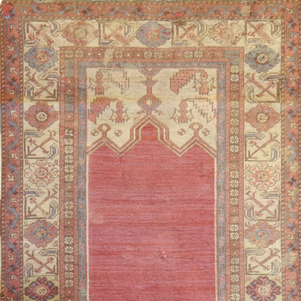 4'5" x 7'9" PINK AND GOLD OUSHAK SEMIANTIQUE TURKISH RUG