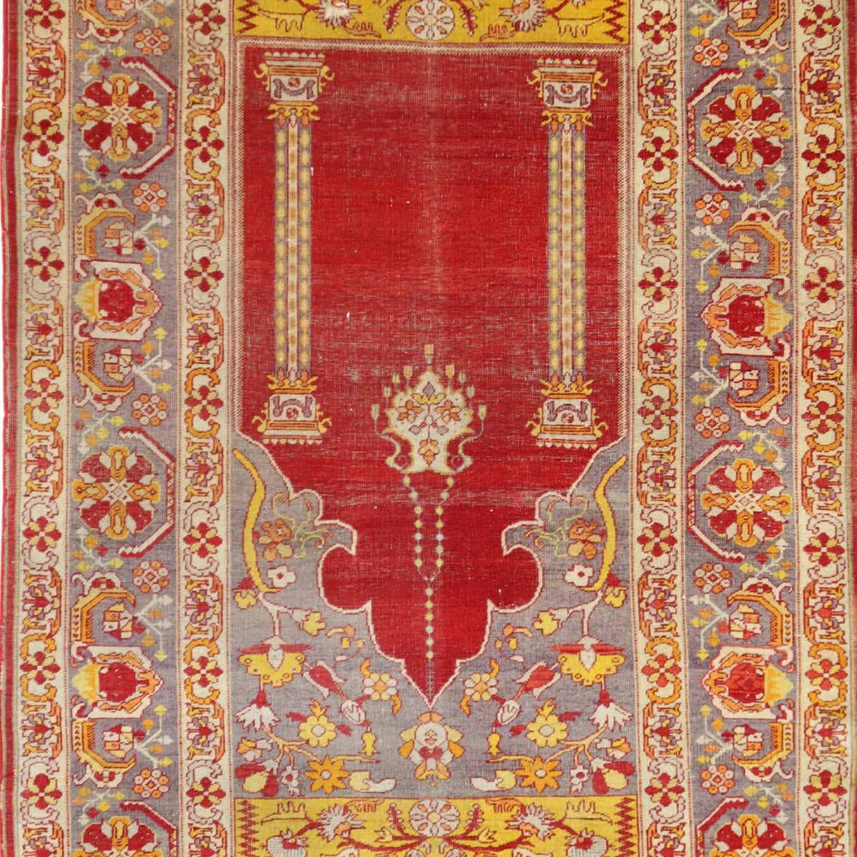 4'5" x 6'7" RED AND GRAY SIVAS ANTIQUE TURKISH RUG