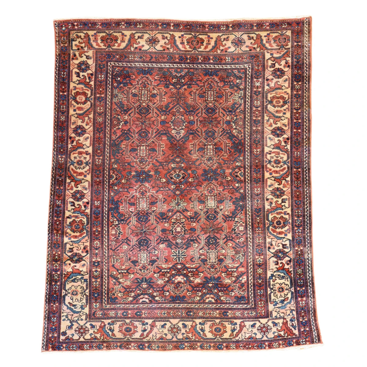 5'0" x 5'10" RUST AND IVORY NORTHWEST ANTIQUE PERSIAN RUG