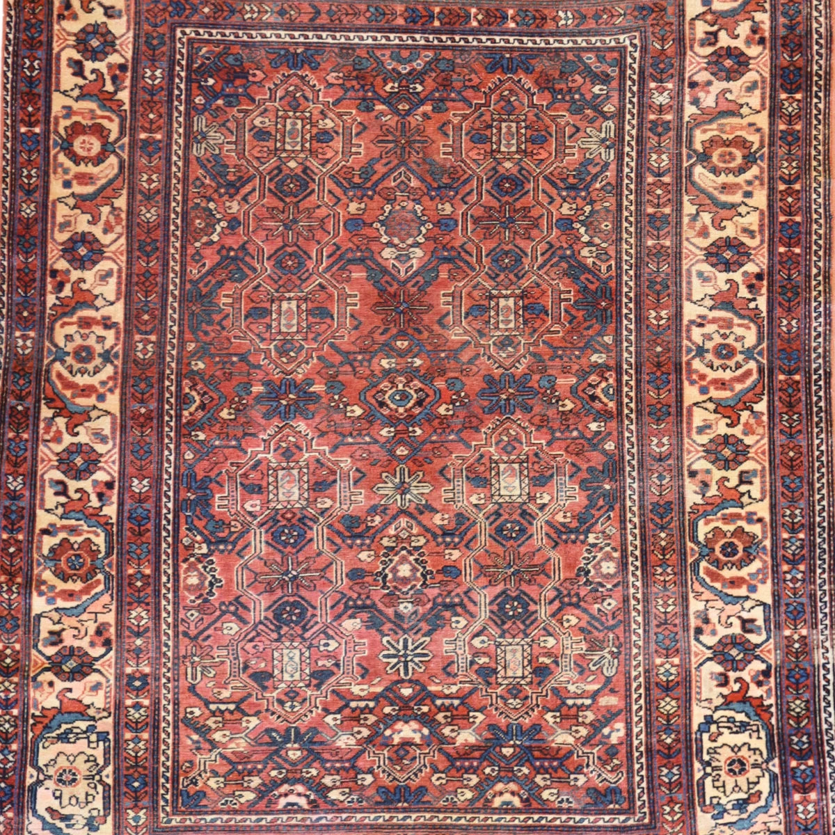 5'0" x 5'10" RUST AND IVORY NORTHWEST ANTIQUE PERSIAN RUG