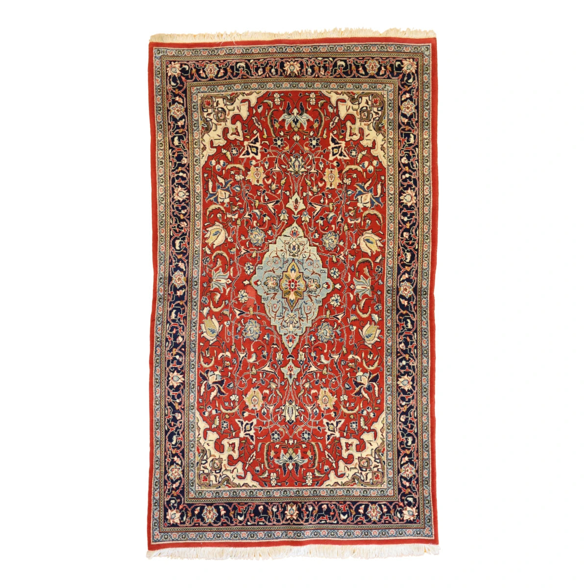 4'4" x 7'8" RED AND NAVY NAJAFABAD FLORAL PERSIAN RUG