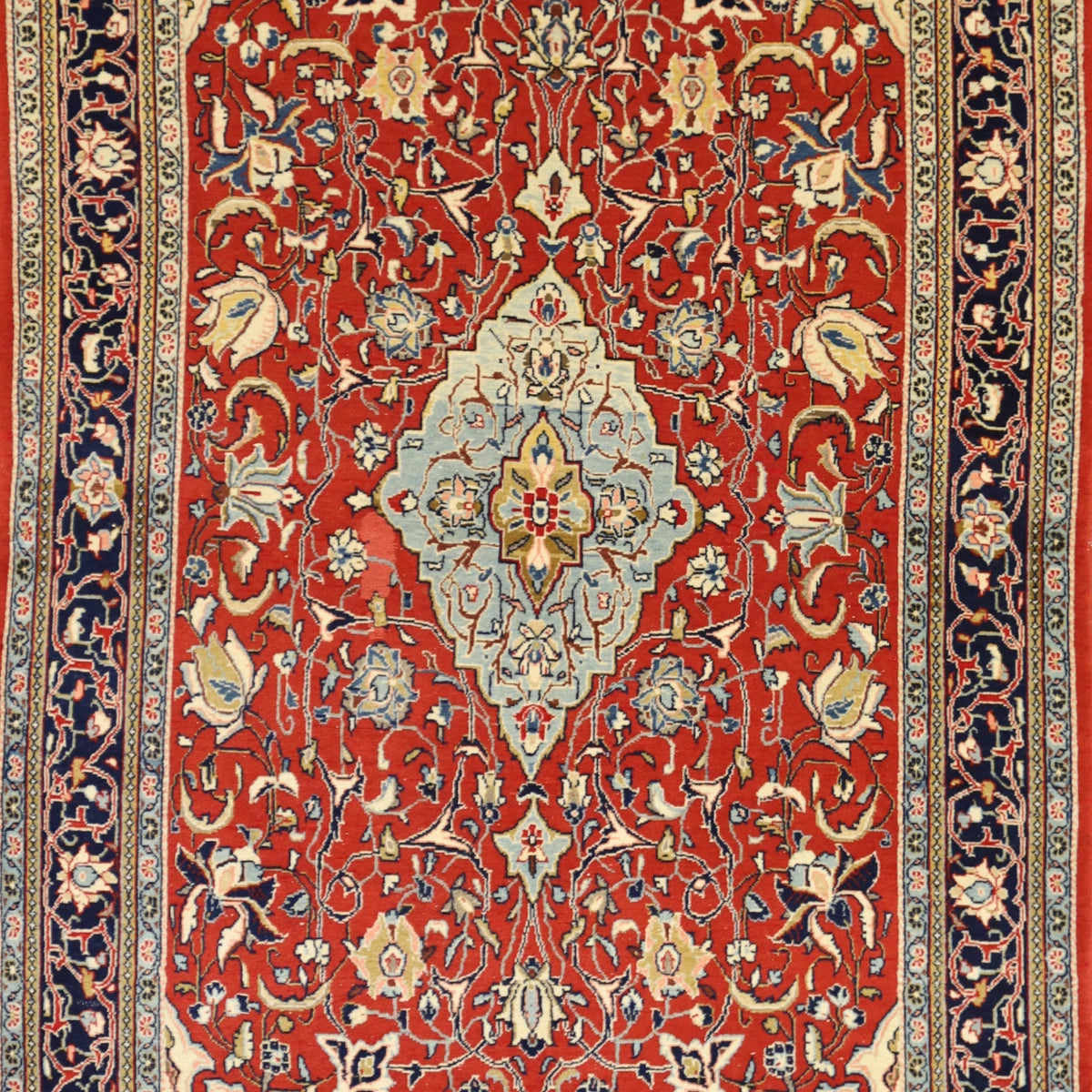 4'4" x 7'8" RED AND NAVY NAJAFABAD FLORAL PERSIAN RUG
