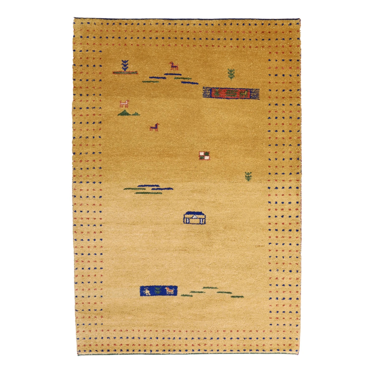 4'0" x 6'0" YELLOW AND YELLOW GABBEH MODERN INDIAN RUG