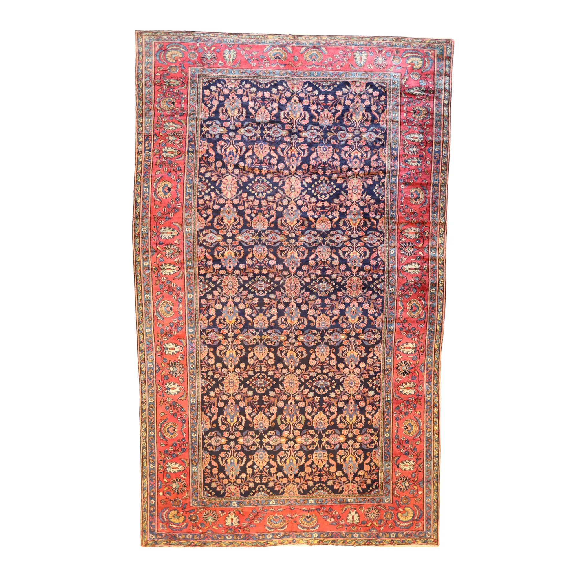 11'5" x 18'1" NAVY AND ROSE MESHKABAD ANTIQUE PERSIAN RUG