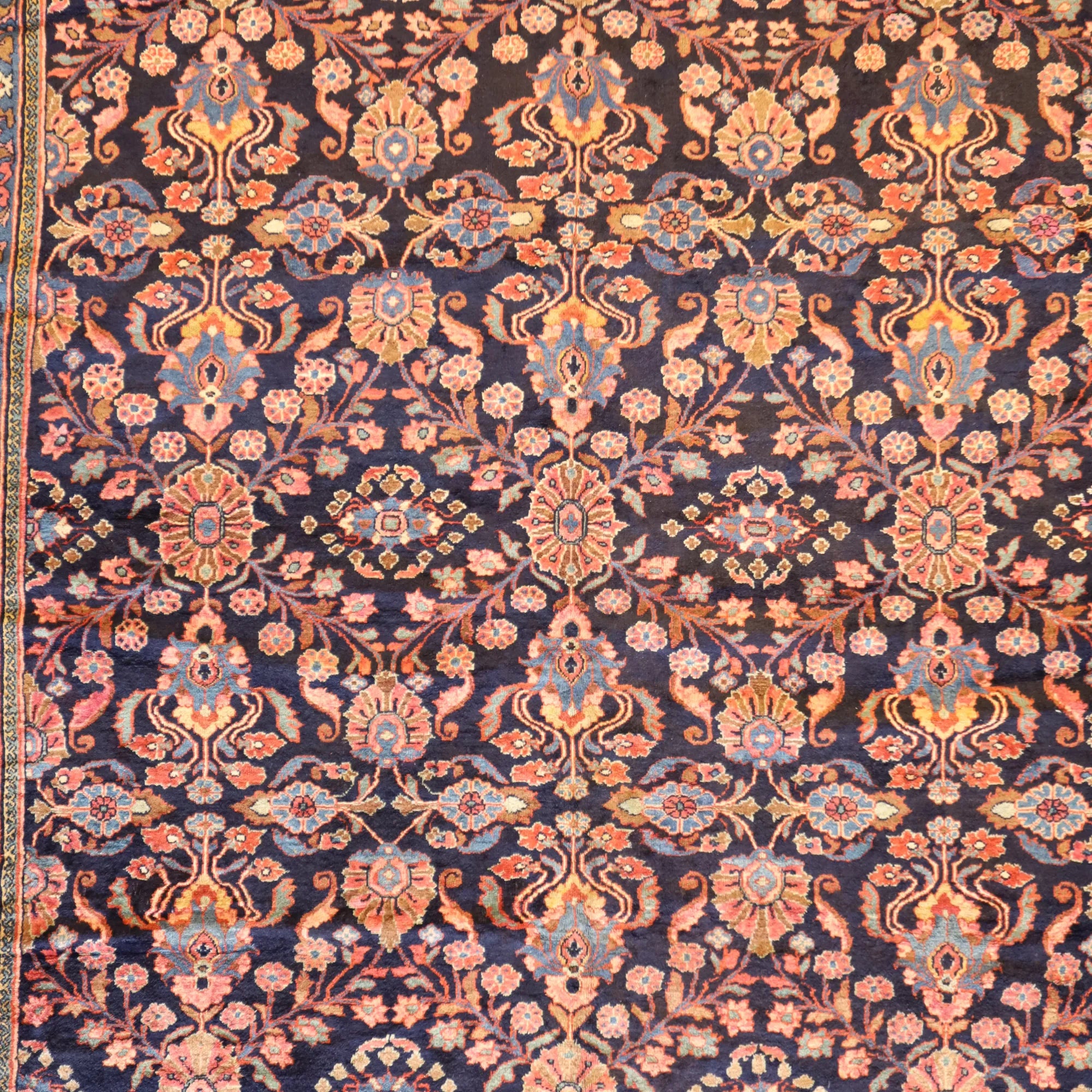 11'5" x 18'1" NAVY AND ROSE MESHKABAD ANTIQUE PERSIAN RUG