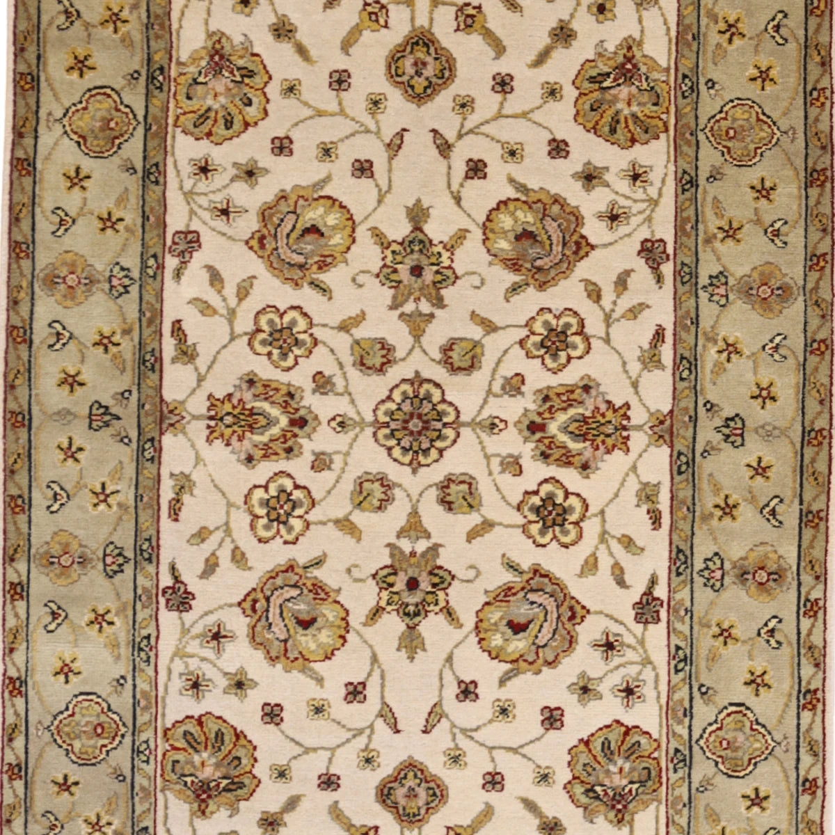 3'1" x 5'2" IVORY AND GOLD JAIPUR FLORAL INDIAN RUG