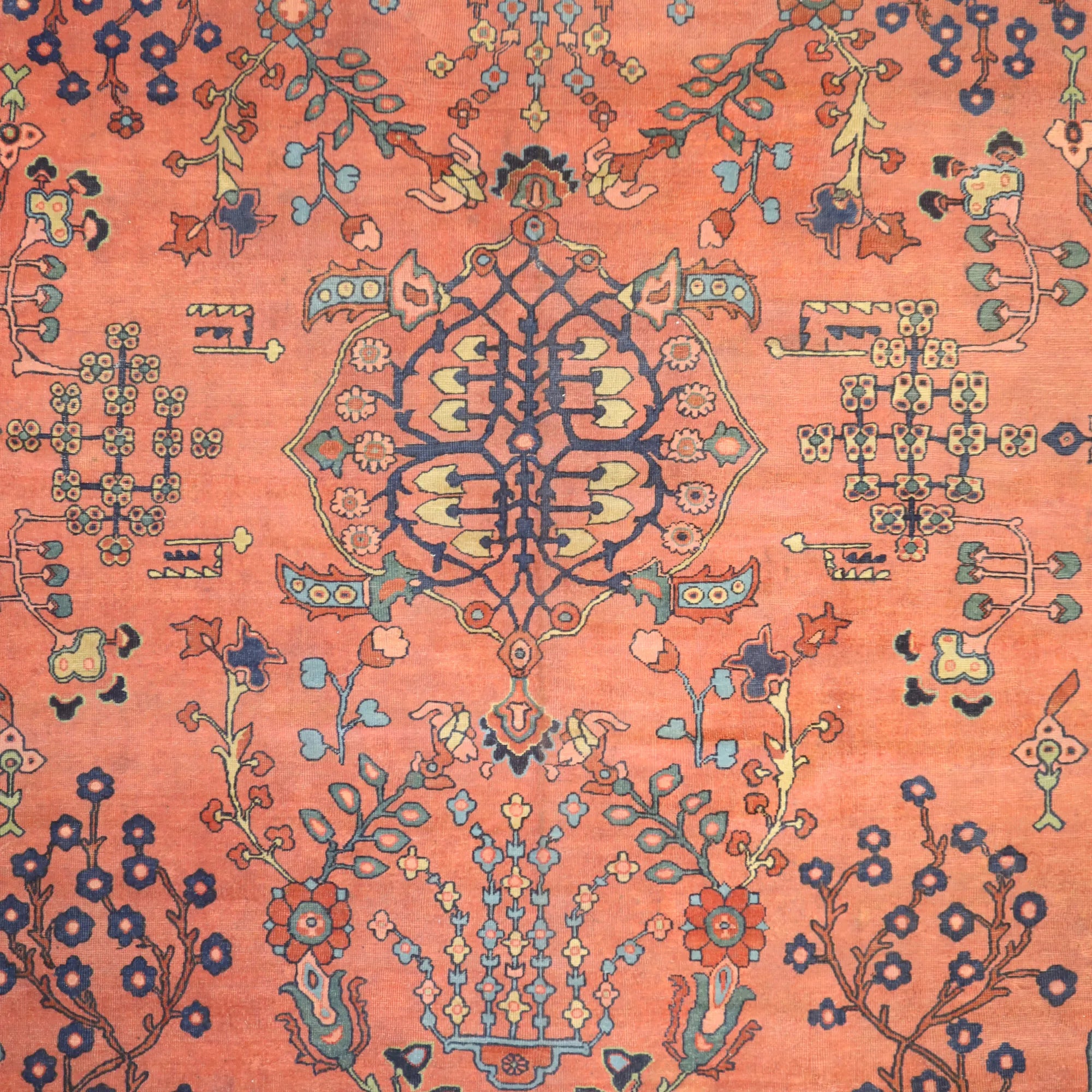 10'0" x 13'2" ROSE AND NAVY MESHKABAD ANTIQUE PERSIAN RUG