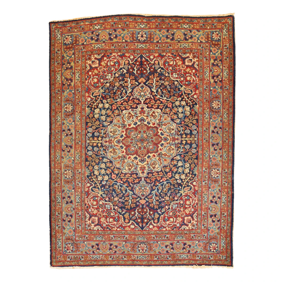 4'8" x 6'2" NAVY AND BLUE TABRIZ ANTIQUE PERSIAN RUG