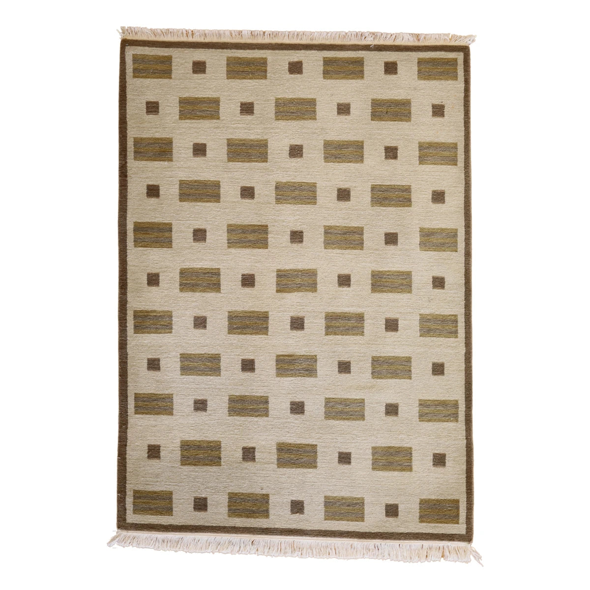 4'0" x 5'7" TAN AND BROWN MODERN NEPALESE RUG