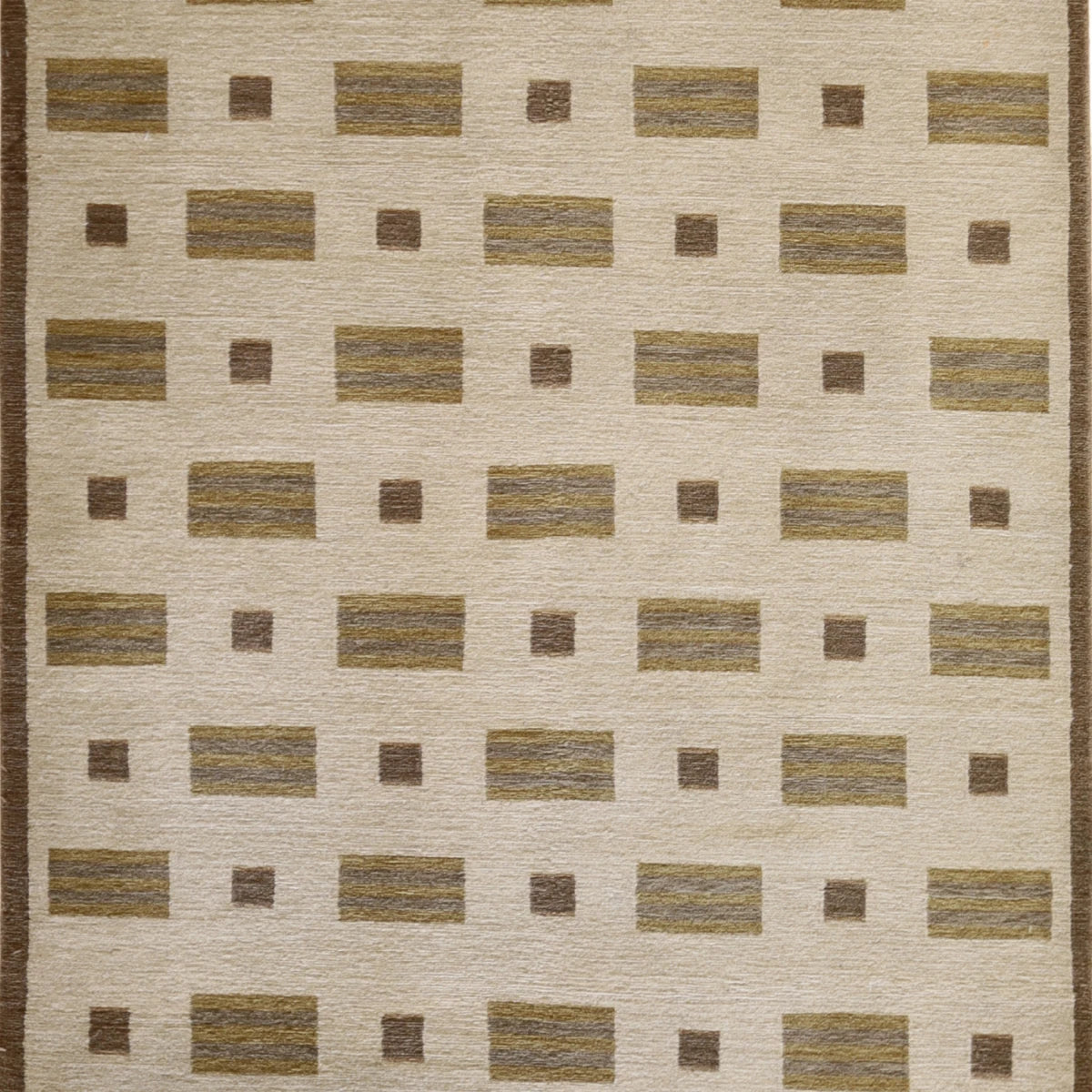 4'0" x 5'7" TAN AND BROWN MODERN NEPALESE RUG