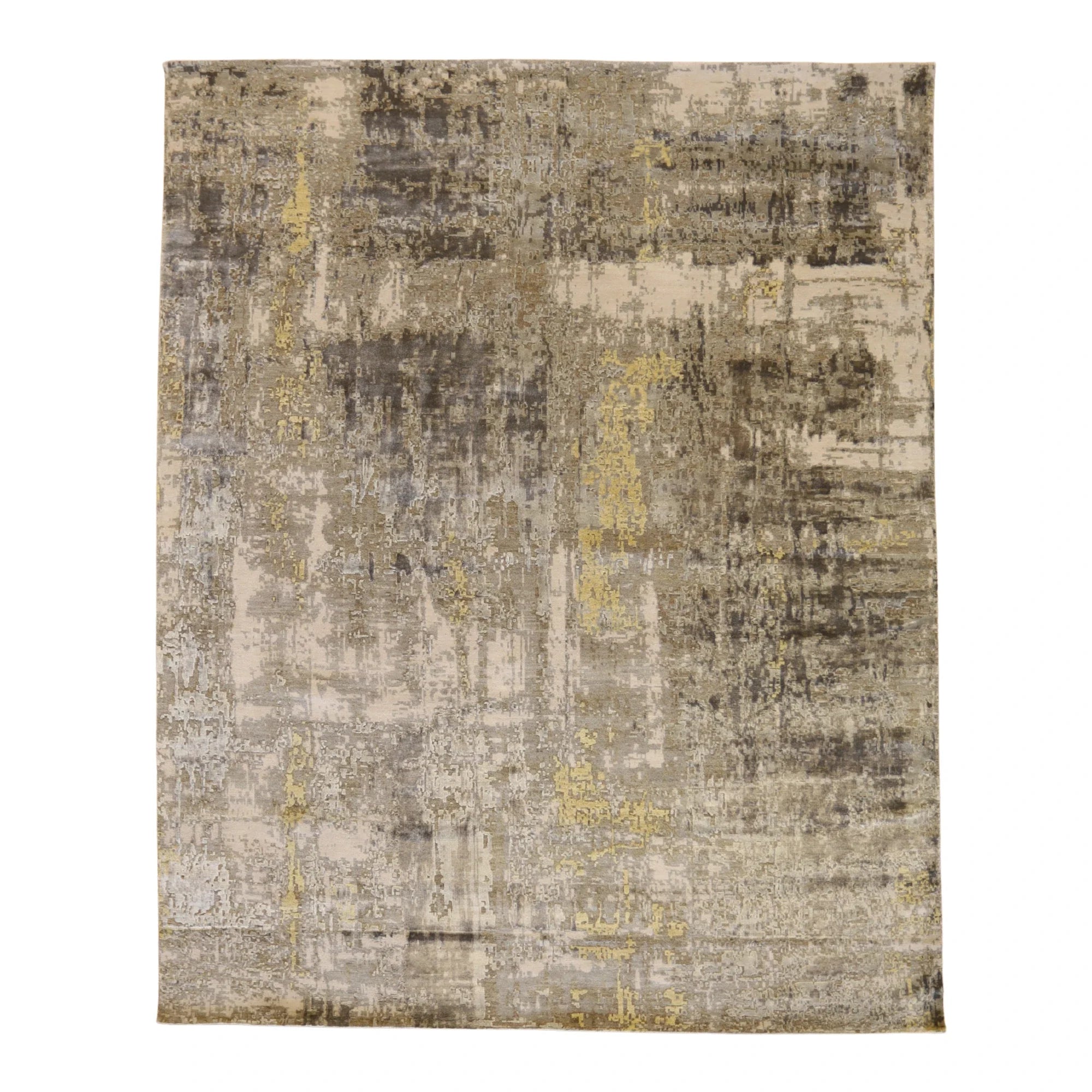 8'1" x 10'0" GRAY AND GOLD MODERN MODERN INDIAN RUG
