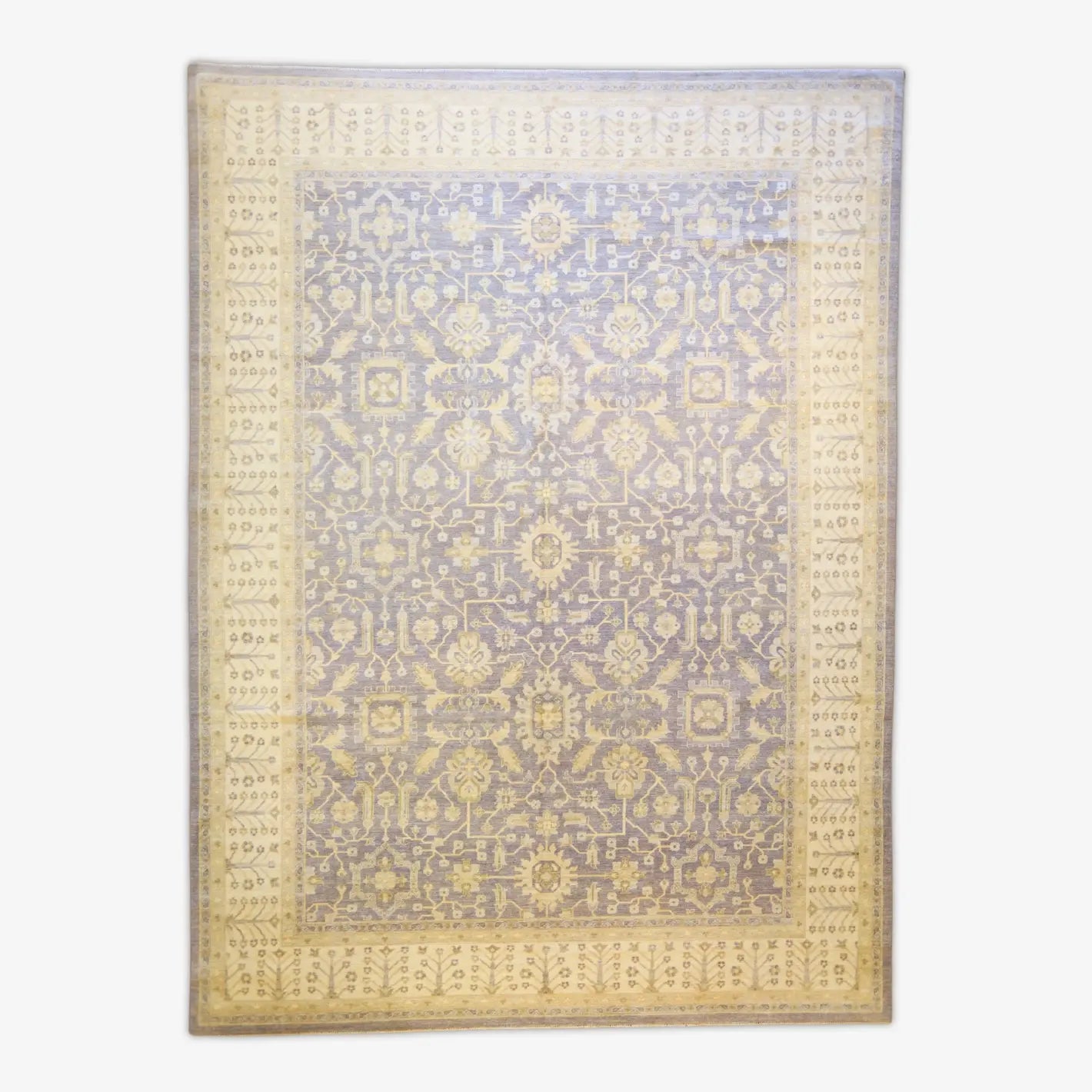 10'2" x 13'8" GRAY AND IVORY PESHAWAR GEOMETRIC PAKISTANI RUG