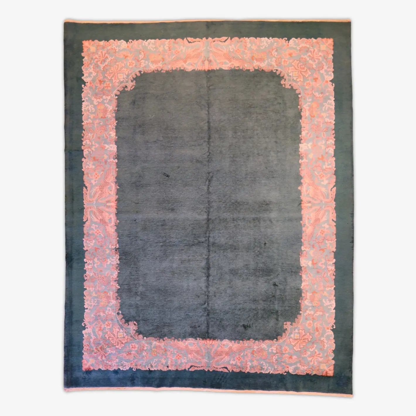 9'3" x 11'9" GREEN AND GREEN ANTIQUE ART-DECO CHINESE RUG