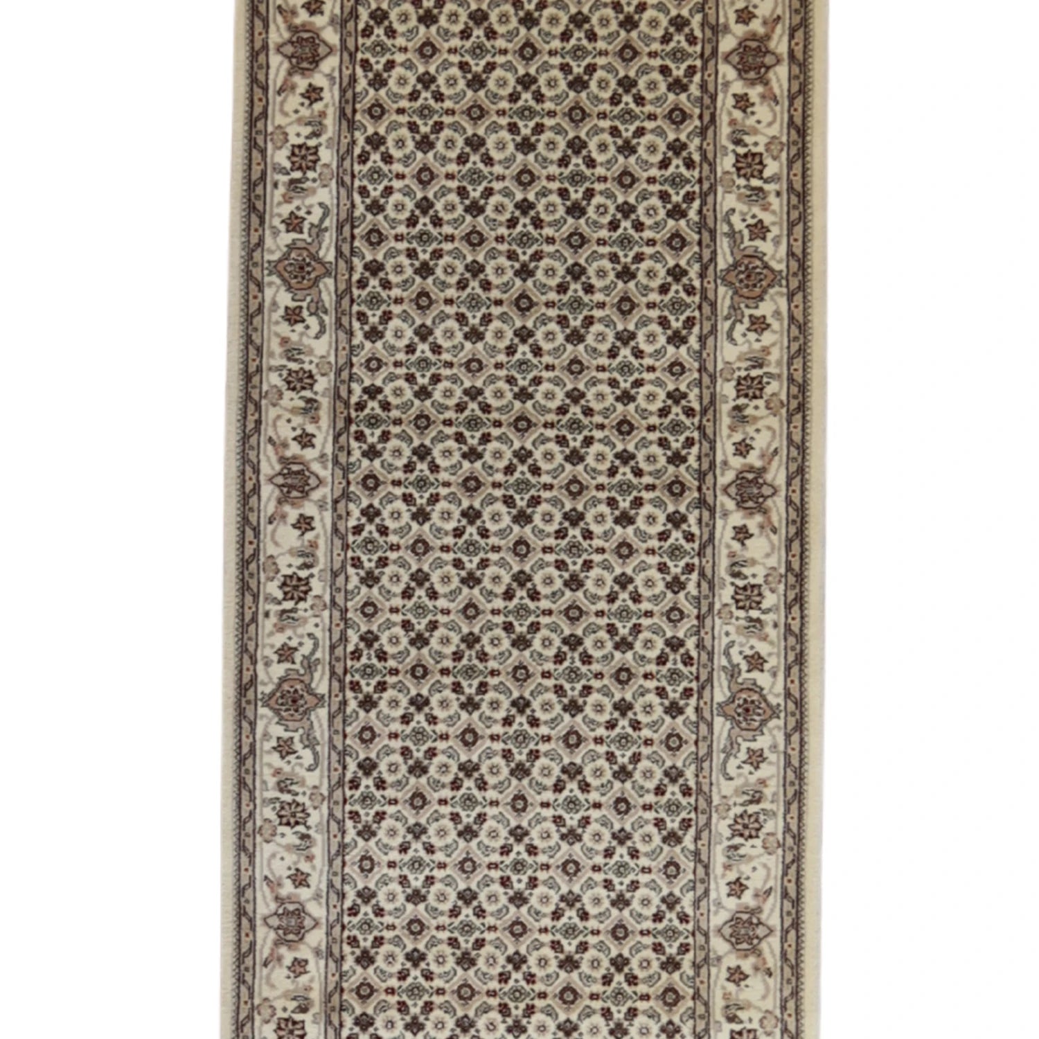 2' 7" x 12' 0" IVORY AND IVORY TABRIZ FISH DESIGN CHINESE RUG