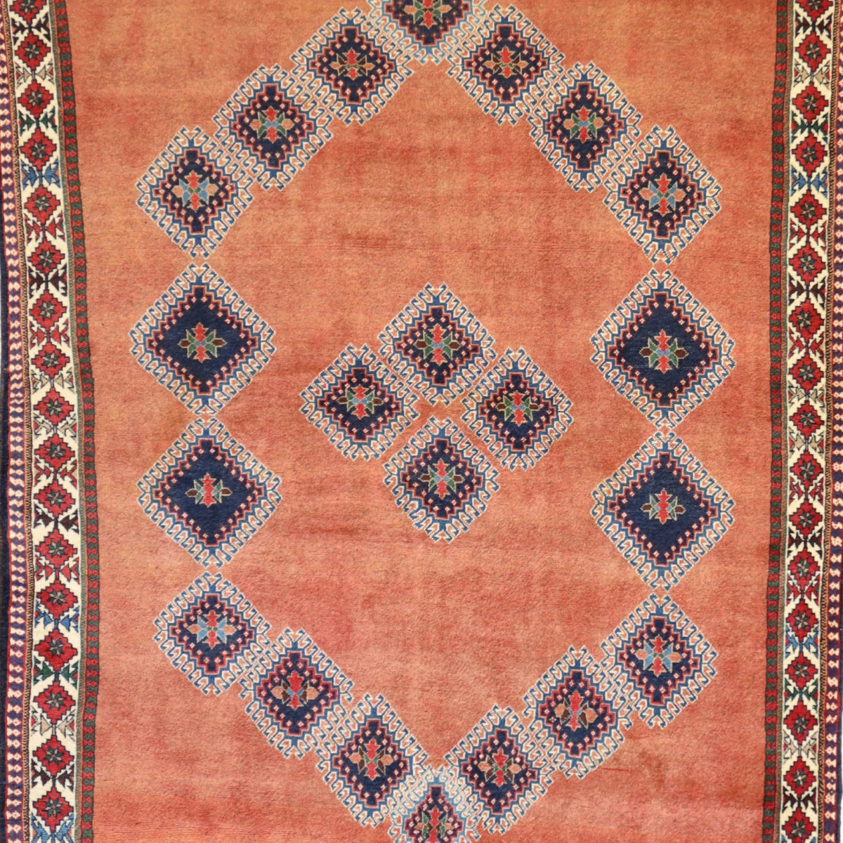 4'9" x 6'6" RED AND RUST YALAMEH GEOMETRIC PERSIAN RUG