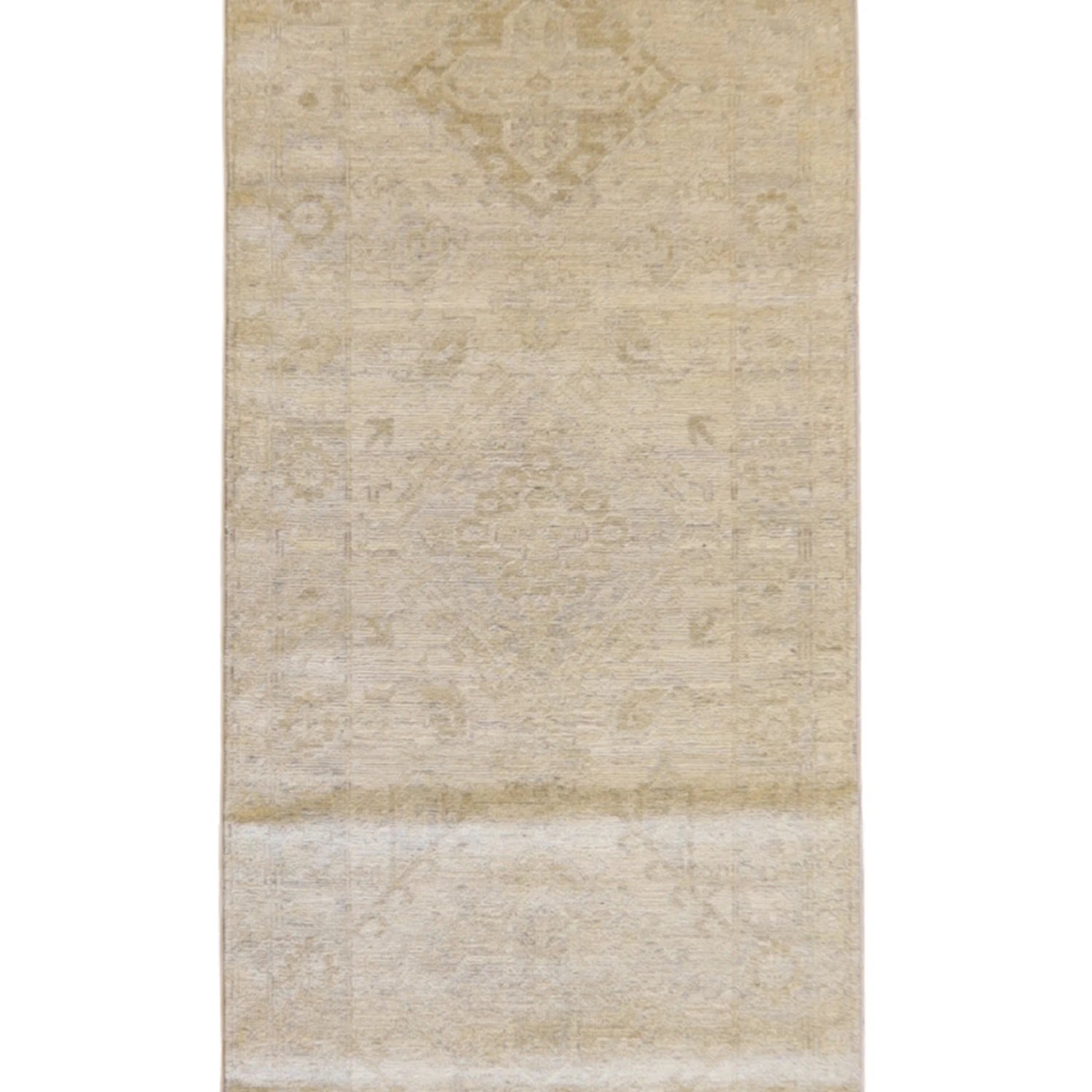 2' 10" x 11' 6" BEIGE AND BEIGE PESHAWAR GEOMETRIC PAKISTANI RUG