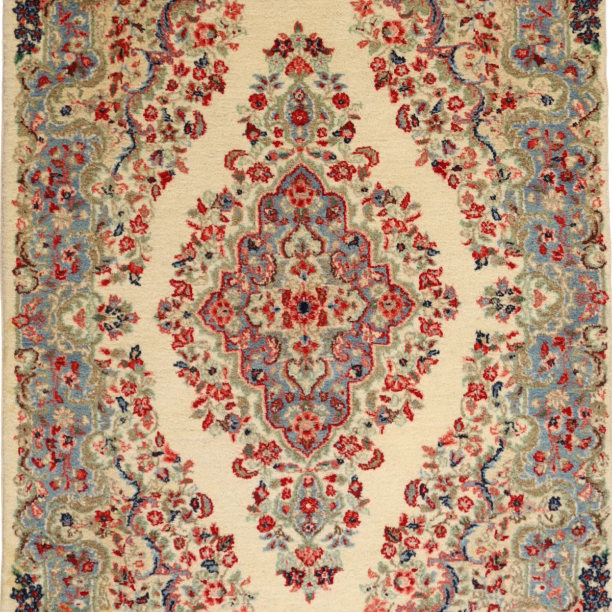 4'2" x 6'4" GOLD AND RED KERMAN SEMIANTIQUE PERSIAN RUG