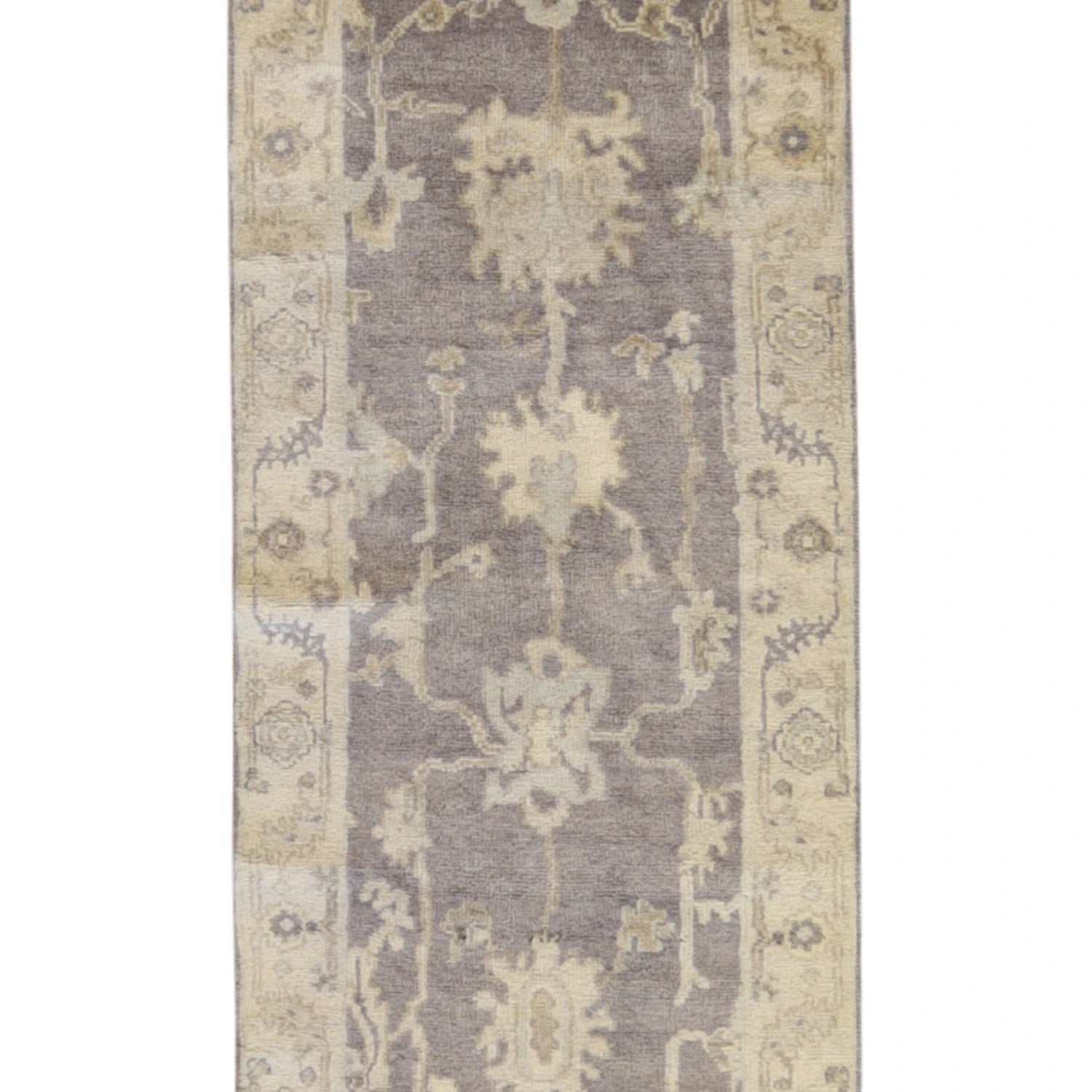 2' 7" x 10' 0" GRAY AND BEIGE OUSHAK GEOMETRIC INDIAN RUG