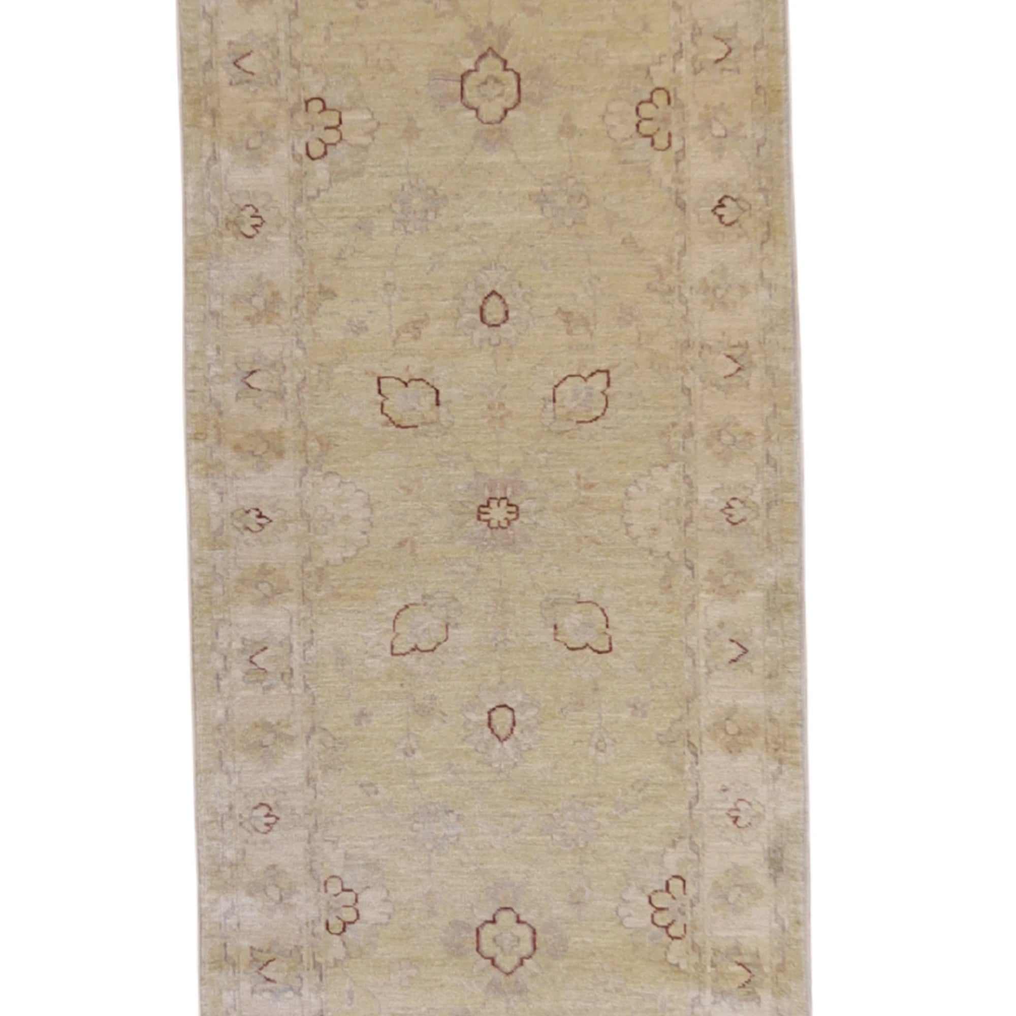 2'8" x 9'7" YELLOW AND IVORY PESHAWAR FLORAL PAKISTANI RUG