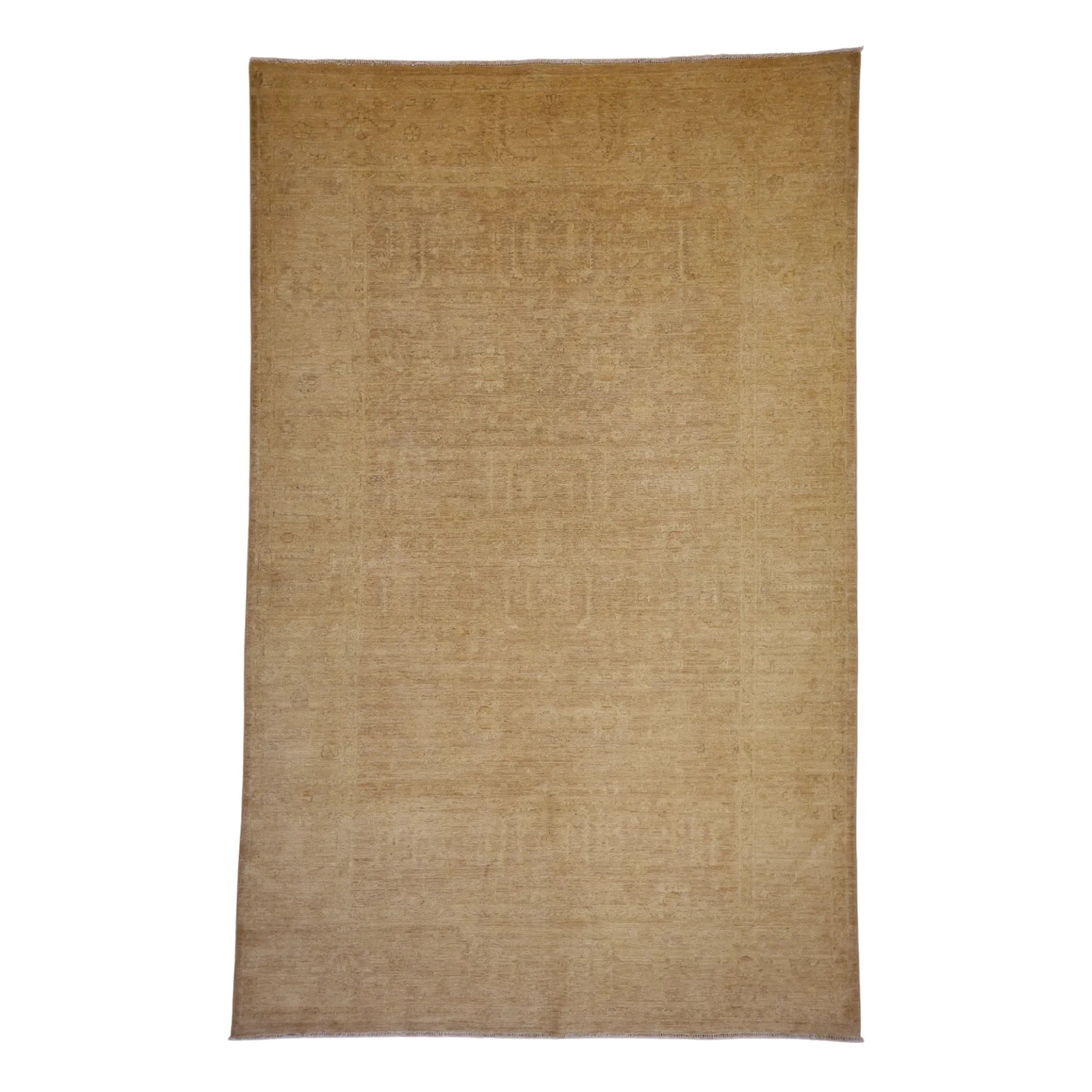 5' 11" x 9' 3" TAN AND BEIGE PESHAWAR GEOMETRIC PAKISTANI RUG