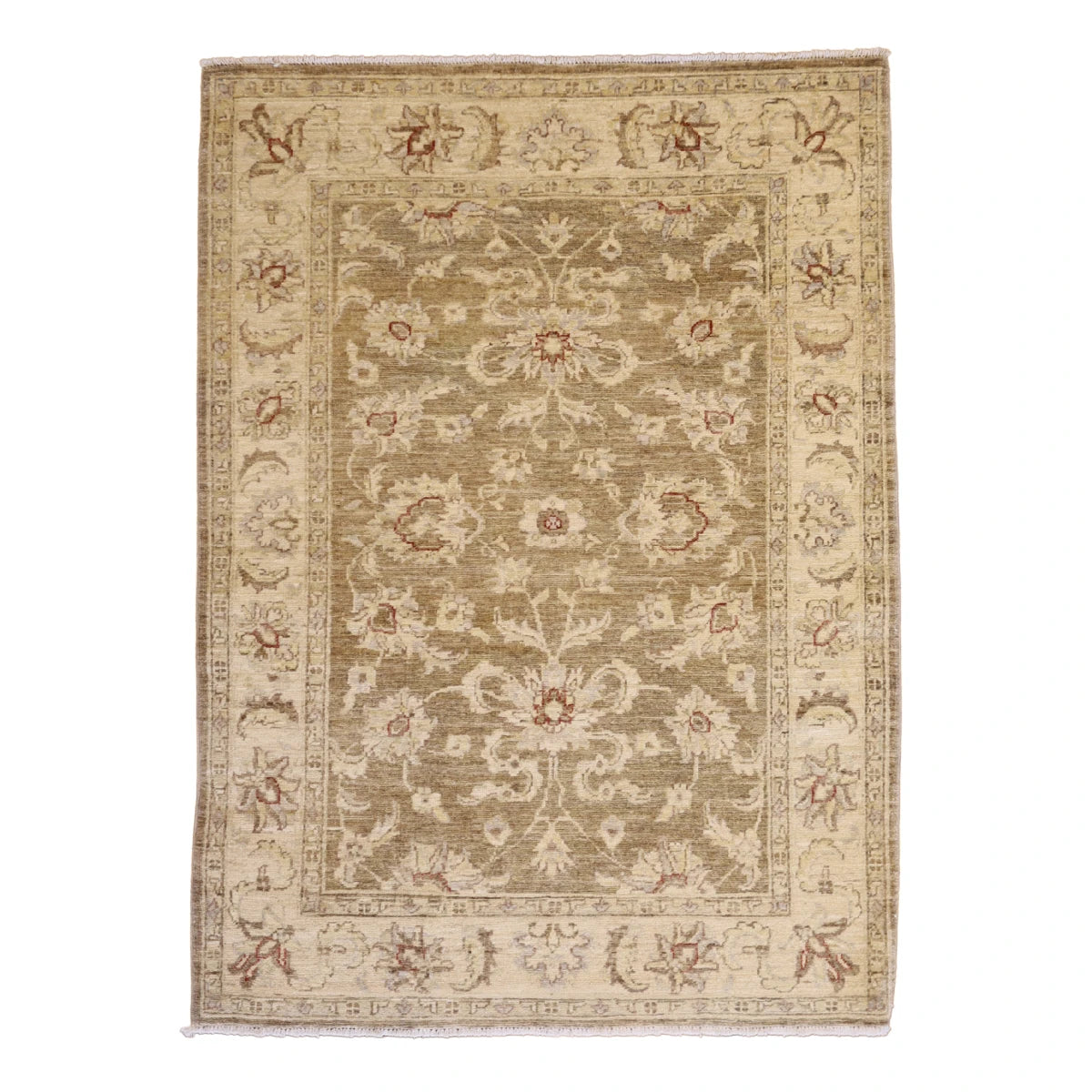 4'0" x 5'6" TAUPE AND BEIGE PESHAWAR FLORAL PAKISTANI RUG