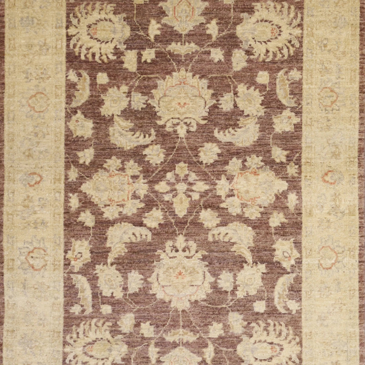 3'10" x 5'11" MAUVE AND BEIGE PESHAWAR FLORAL PAKISTANI RUG