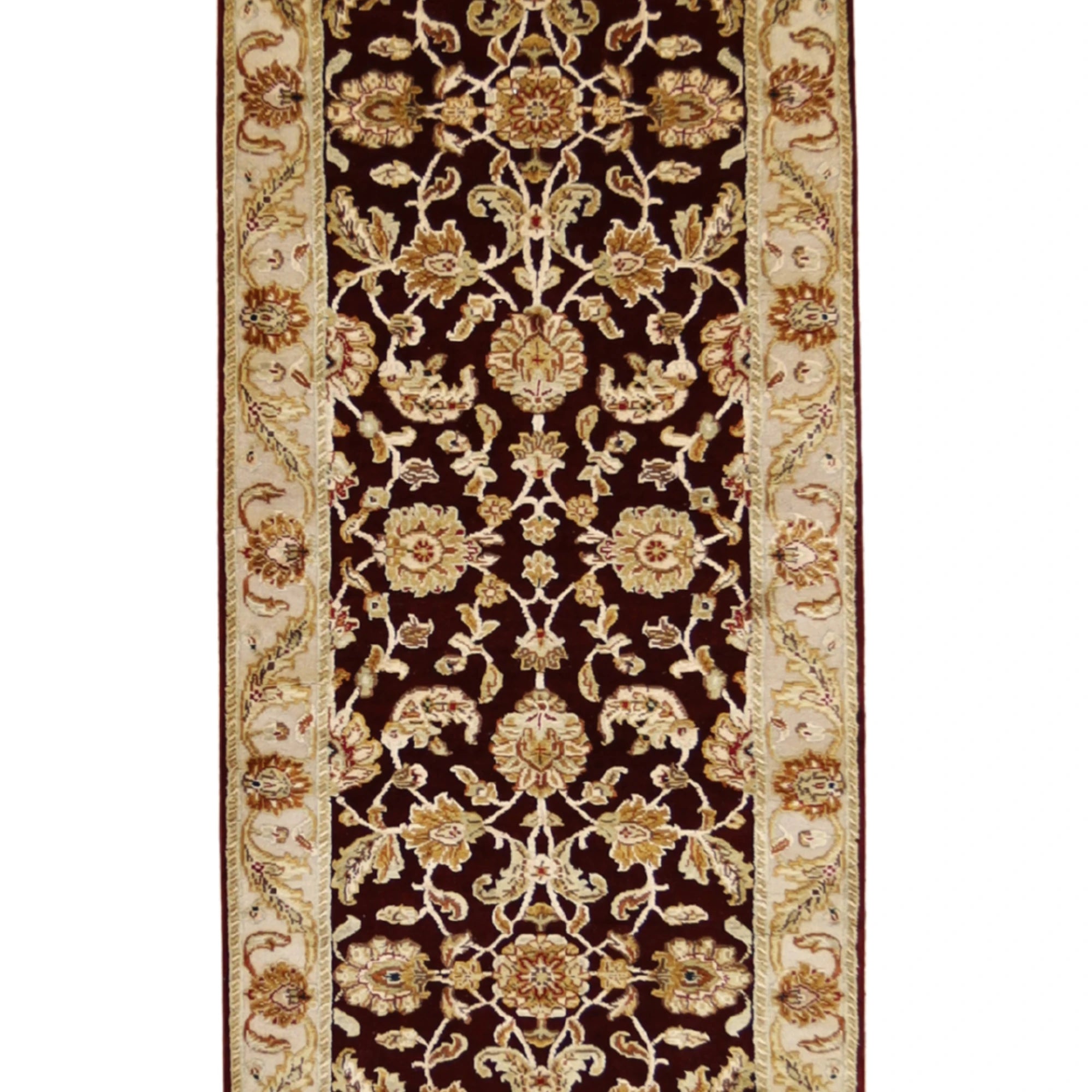 2'8" x 7'11" RED AND IVORY JAIPUR FLORAL INDIAN RUG