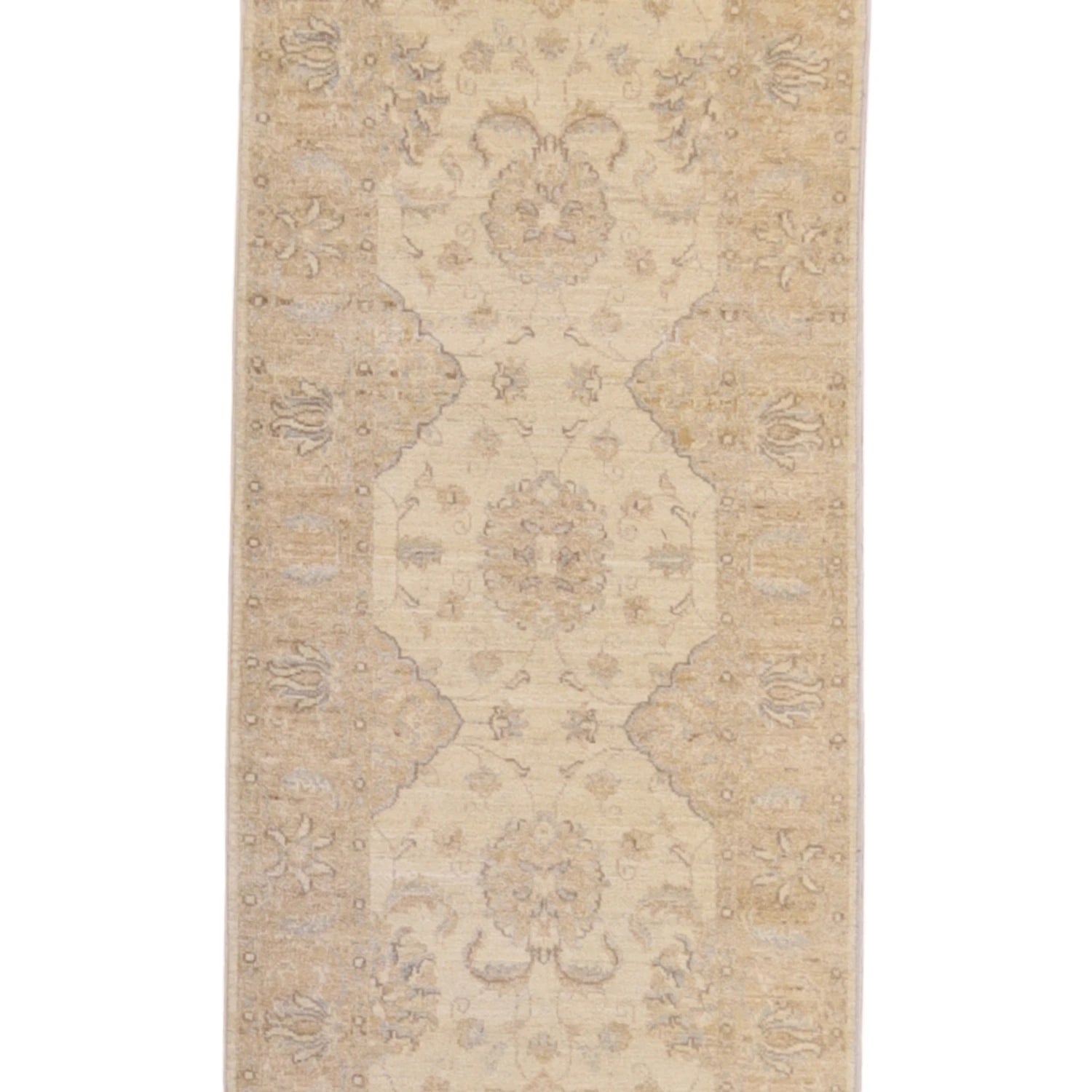 2' 8" x 9' 8" BEIGE AND TAN PESHAWAR FLORAL PAKISTANI RUG