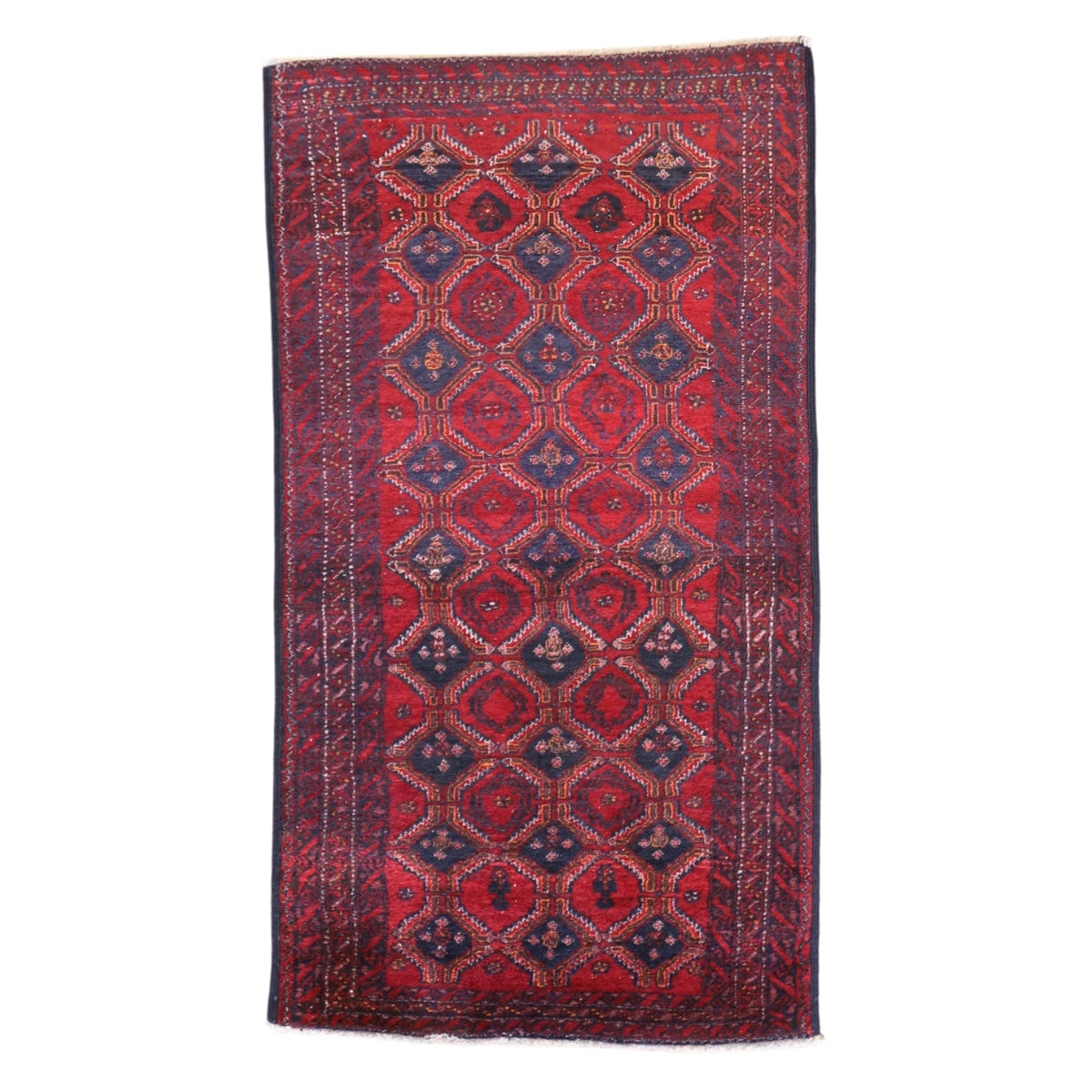 3'2" x 5'6" RED AND RED BALUCH GEOMETRIC TURKISH RUG