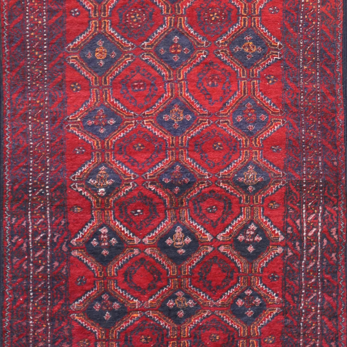 3'2" x 5'6" RED AND RED BALUCH GEOMETRIC TURKISH RUG