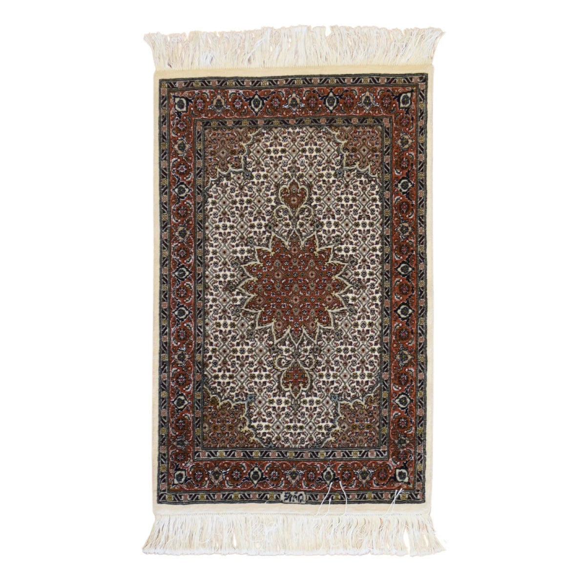 2'0" x 3'2" IVORY AND RUST TABRIZ FISH DESIGN PERSIAN RUG