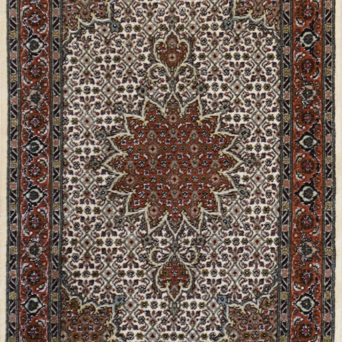2'0" x 3'2" IVORY AND RUST TABRIZ FISH DESIGN PERSIAN RUG